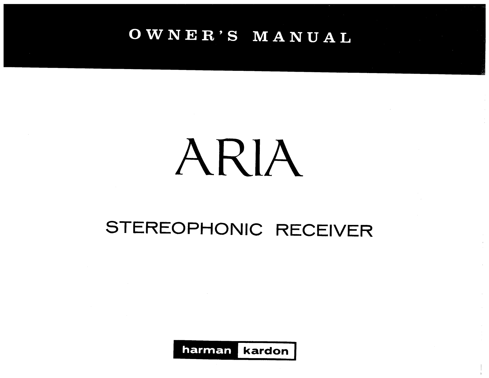 Harman kardon ARIA User Manual