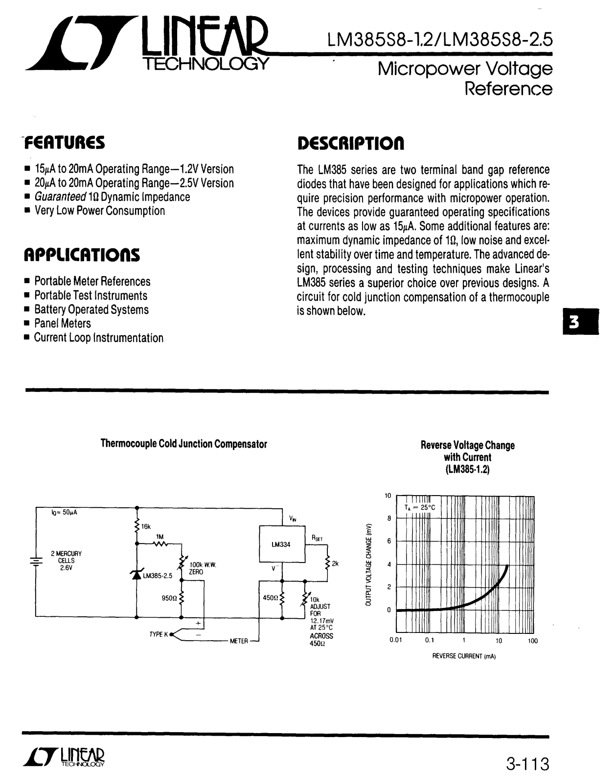 Linear Technology LM385 Datasheet