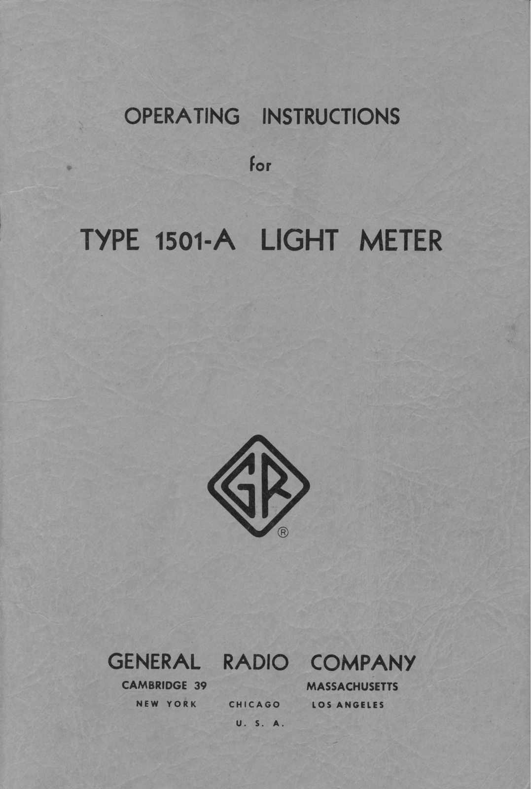 General Radio Company 1501-A Service manual