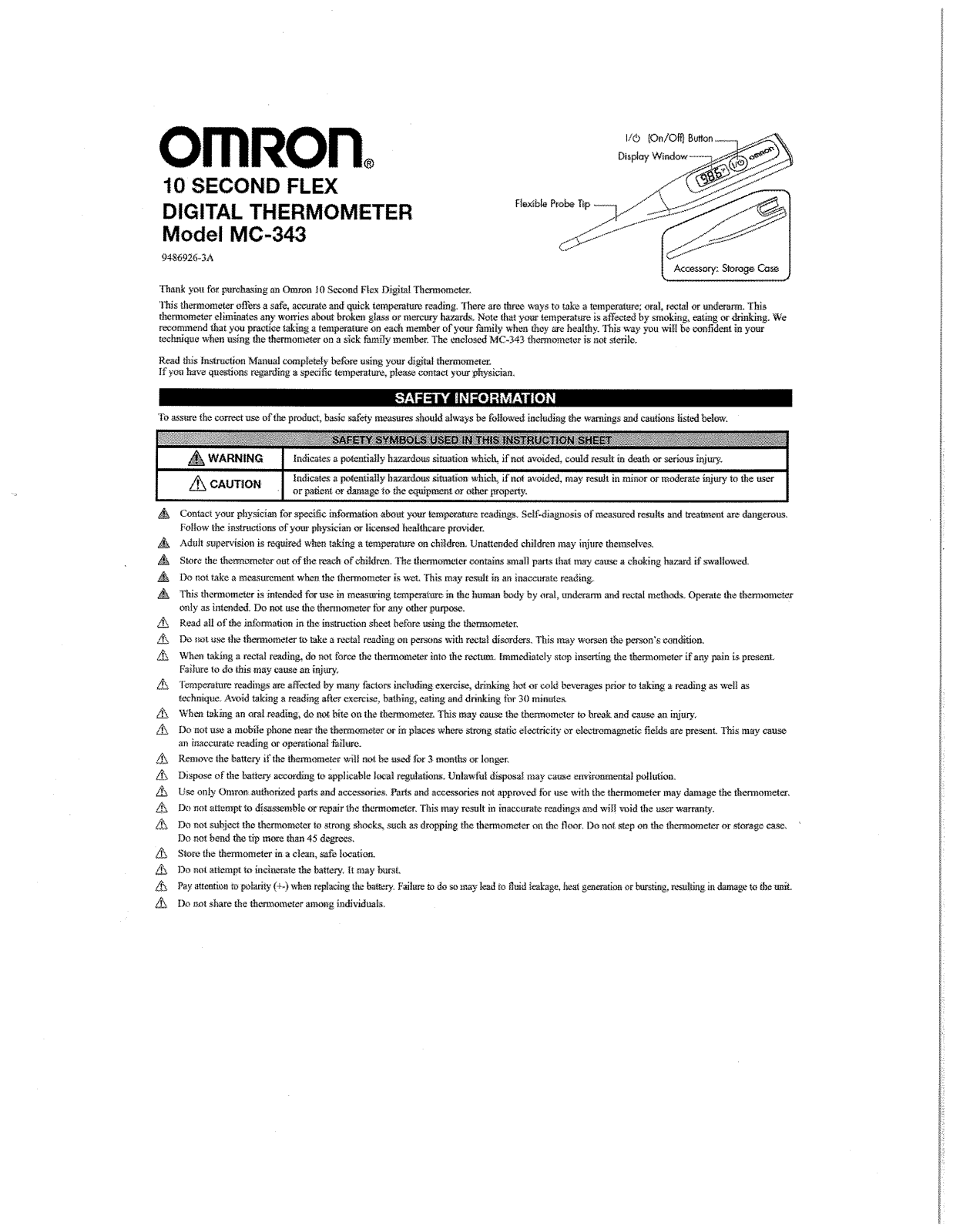 Omron MC-343 User Manual