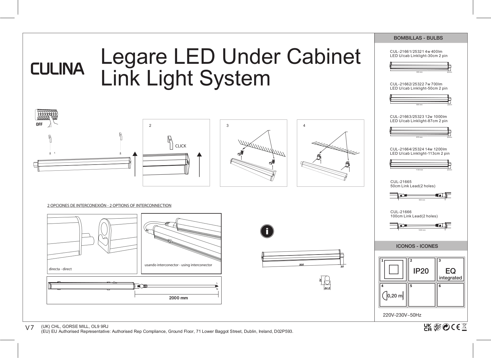 Forum Lighting Solutions CUL-21664, CUL-21661, CUL-21662, CUL-21663, CUL-25321 Installation Instructions - ManualMachine.com