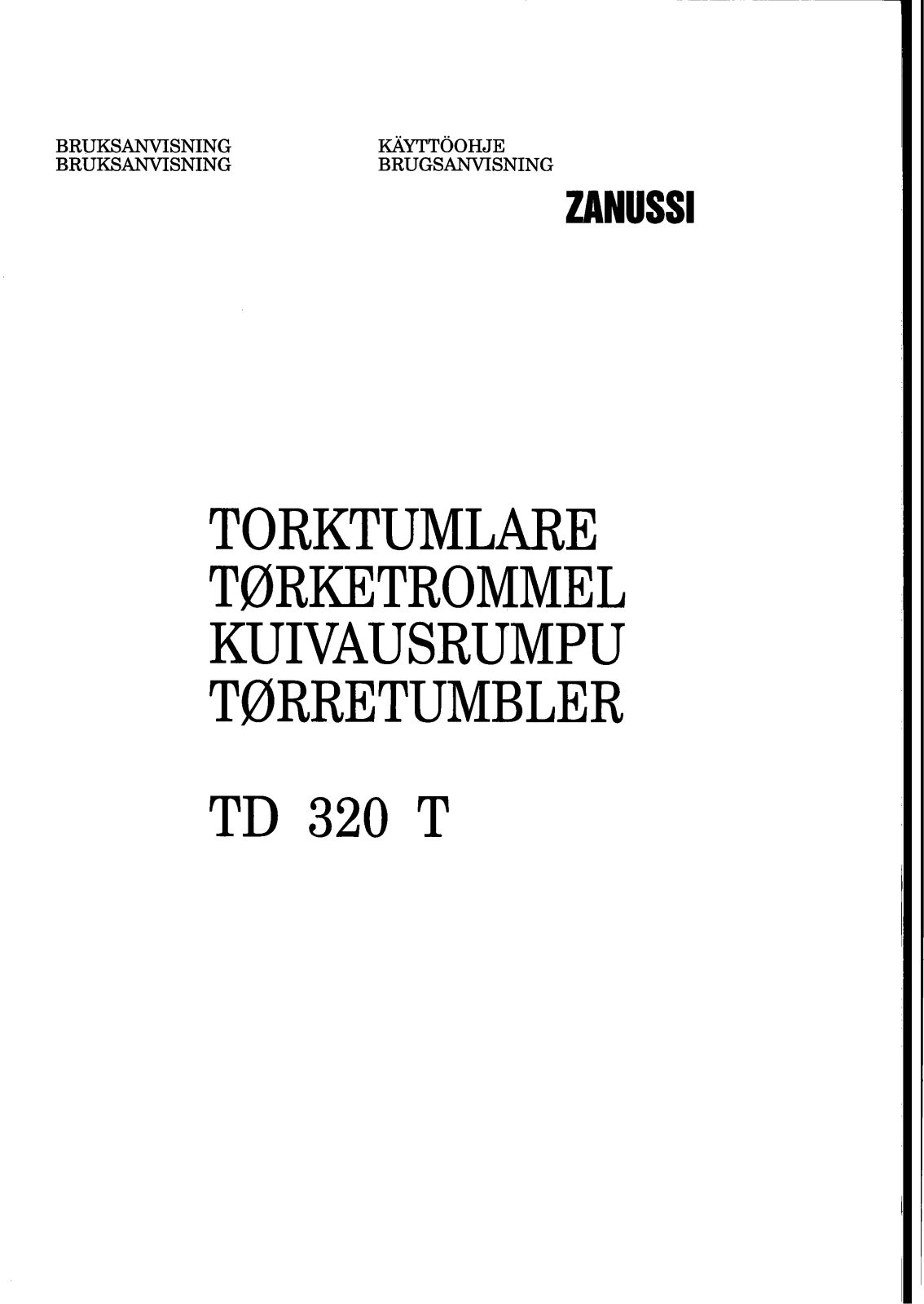 Zanussi TD320T User Manual