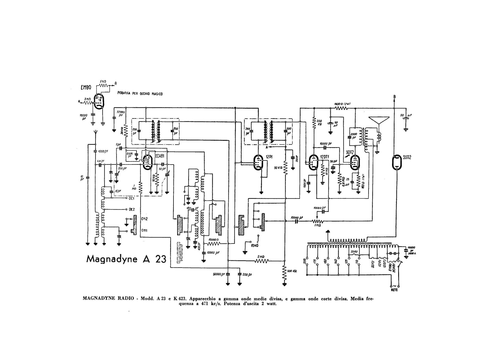 Magnadyne a23, k423 schematic