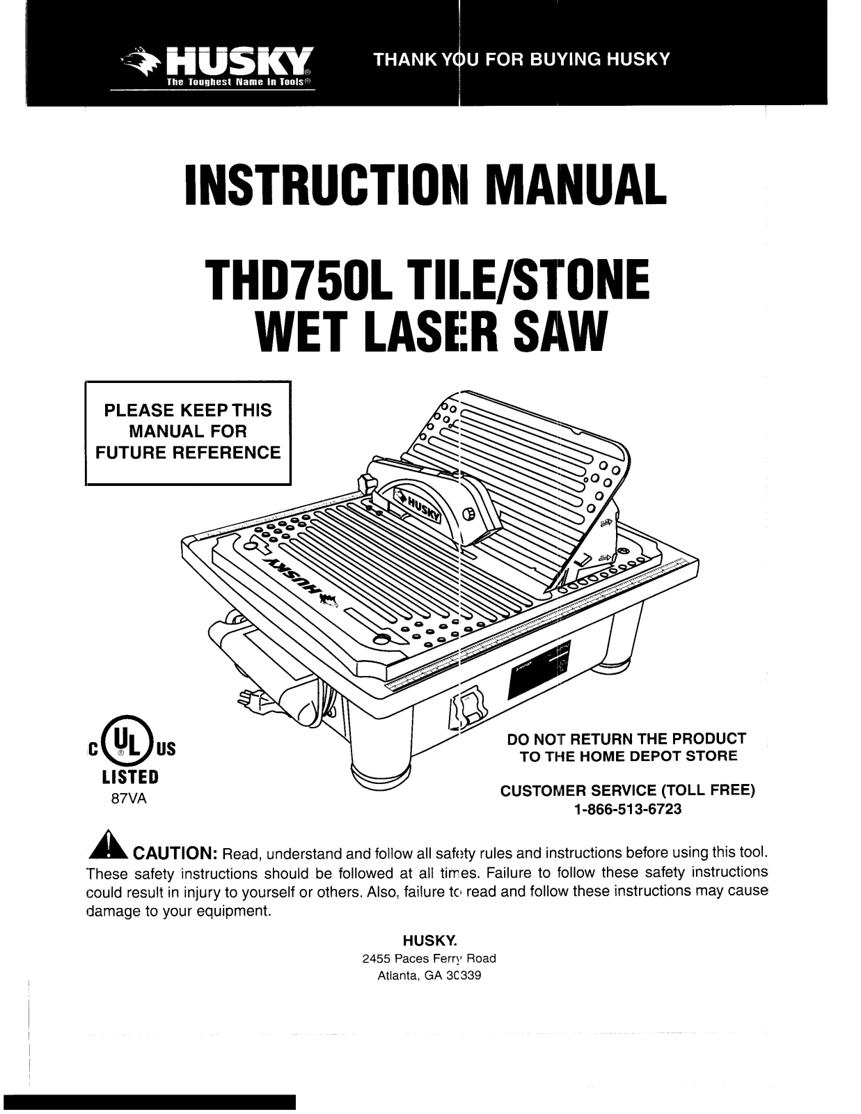 Husky THD750L Instruction Manual