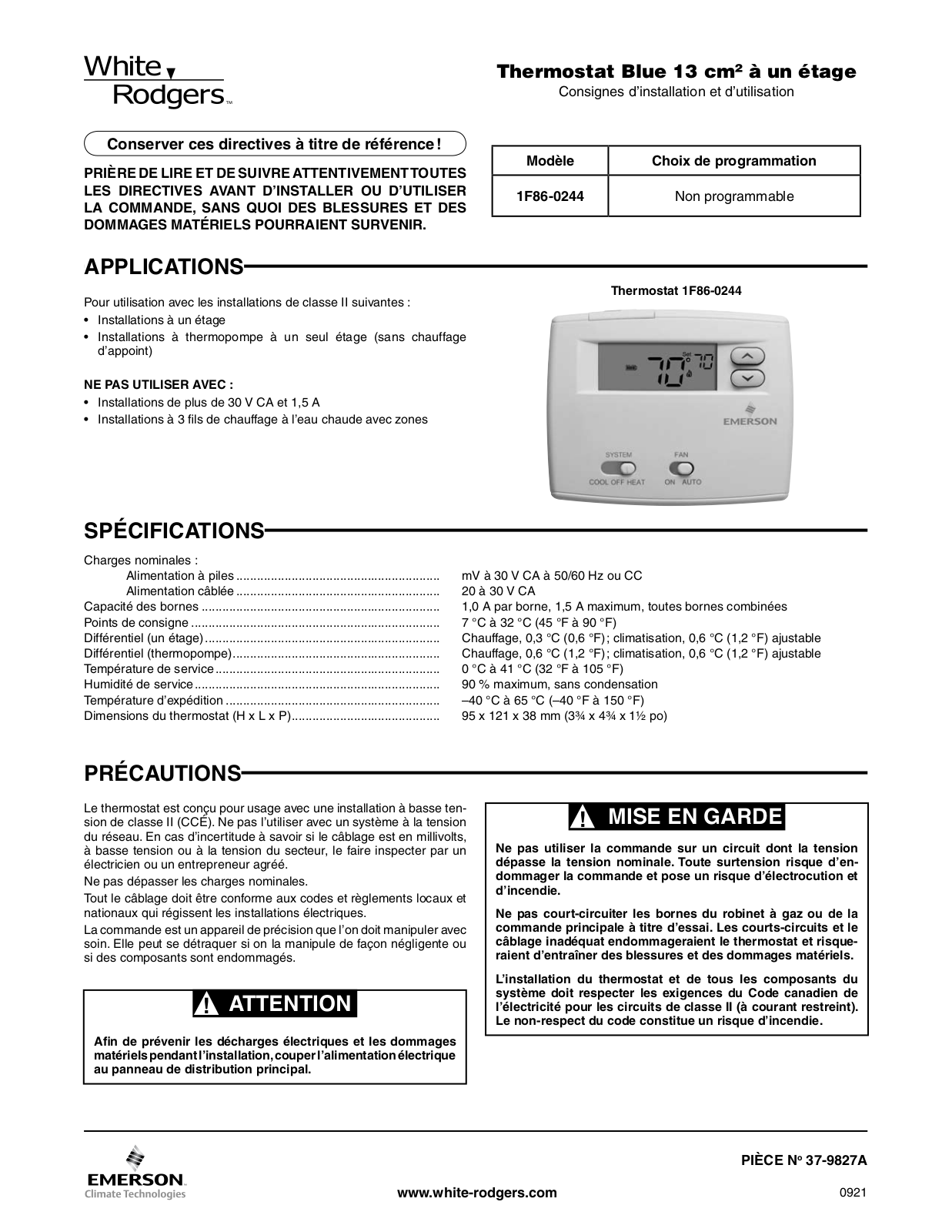 Emerson 1f86-0244 User Manual