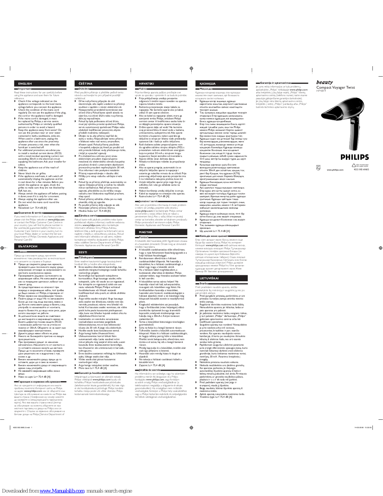 Philips HP4819/30, HP4819 User Manual