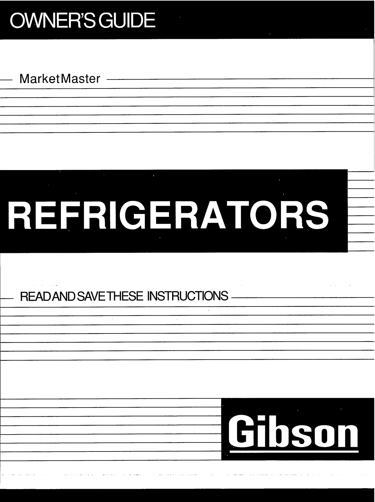 Gibson Market Master series Owner's Manual