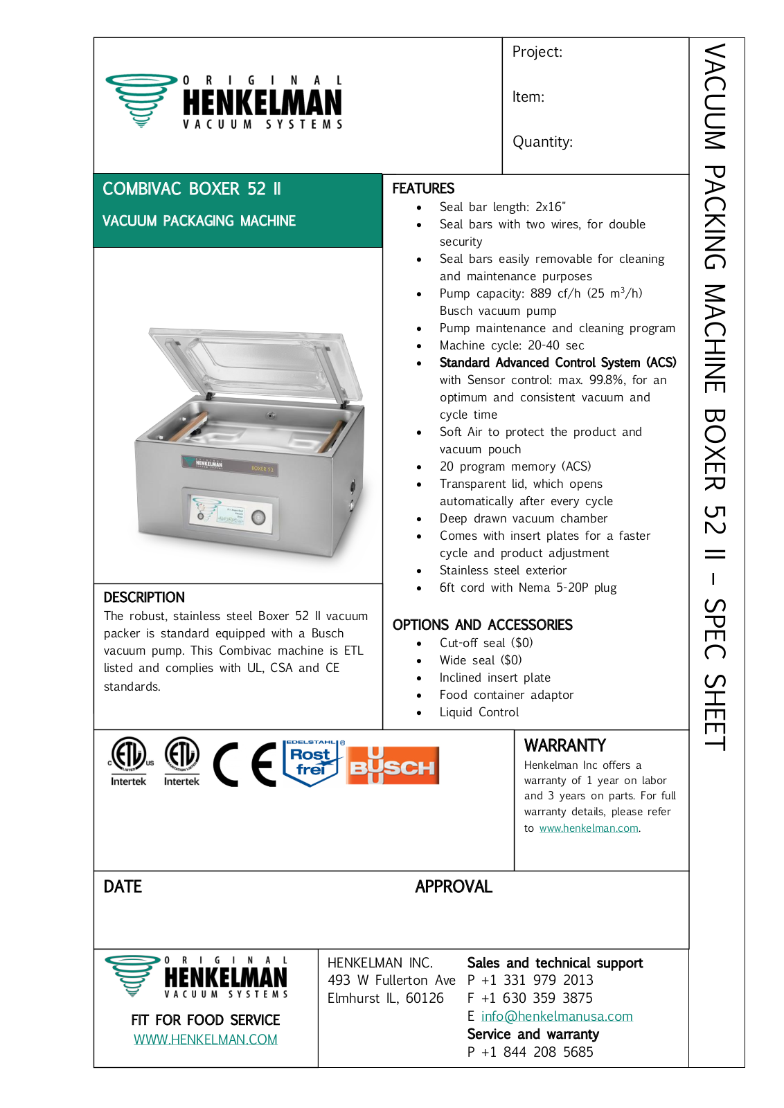 Henkelman Boxer 52 Specifications