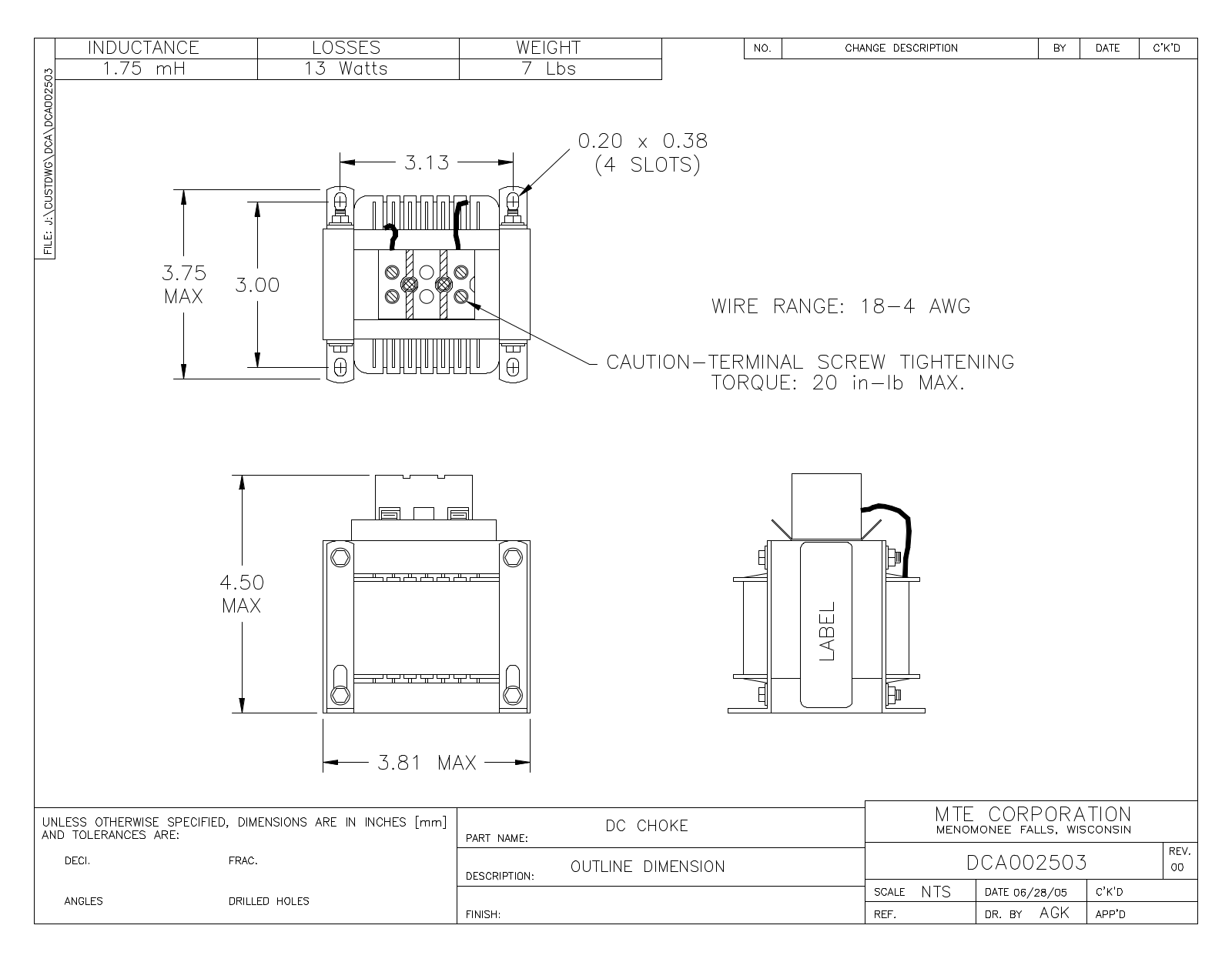 MTE DCA002503 CAD Drawings