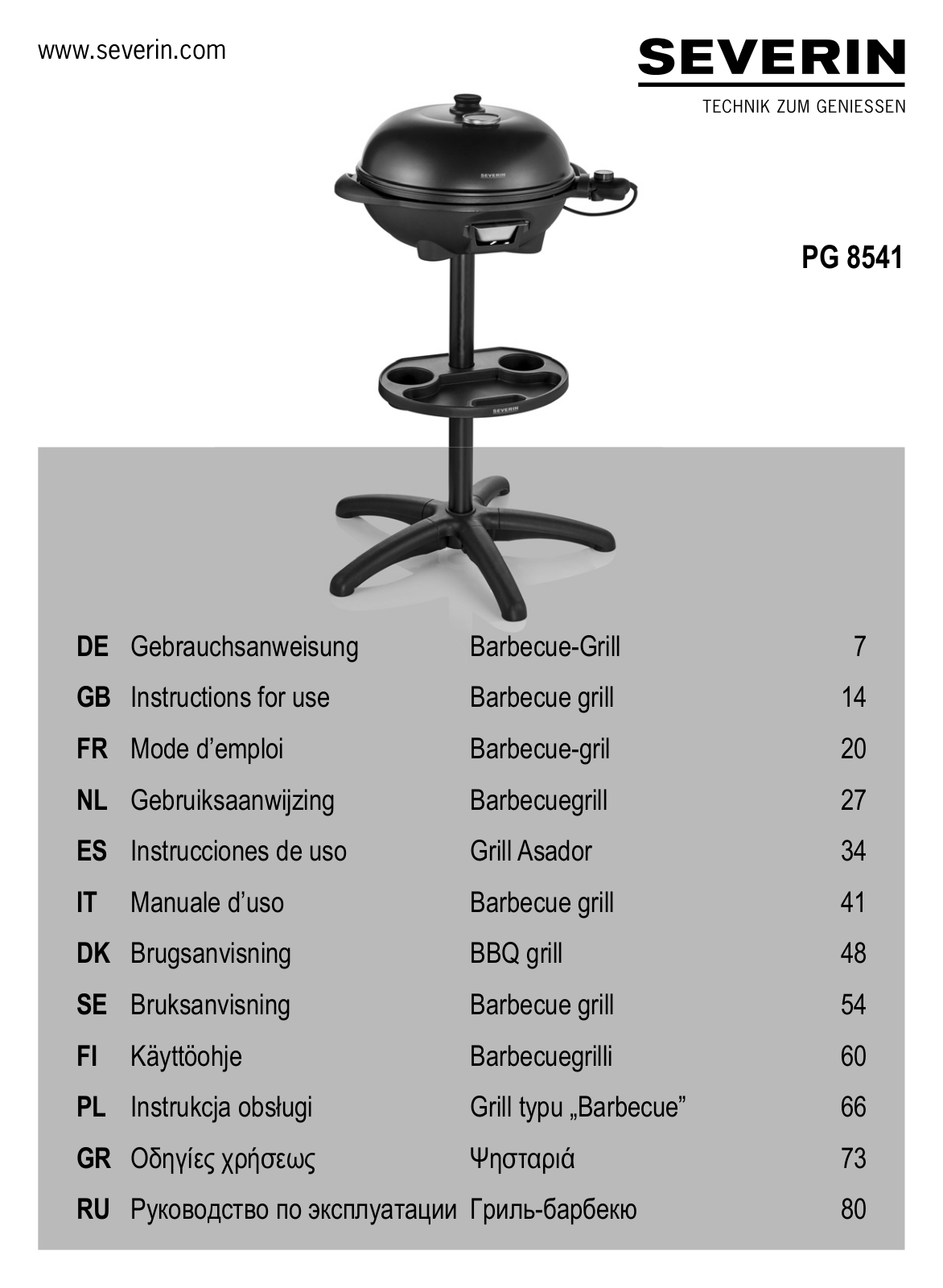 Severin PG 8541 User Manual