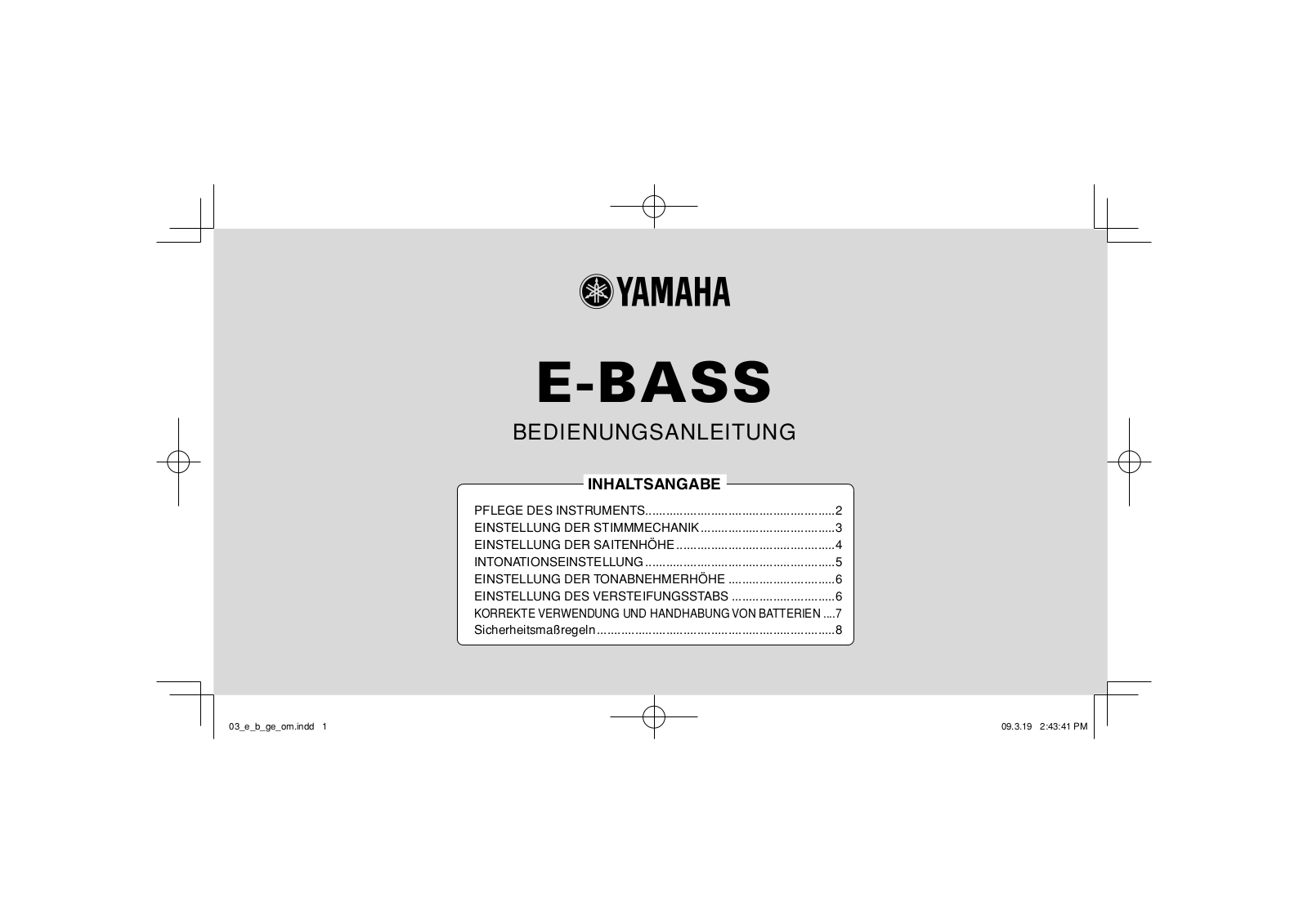 Yamaha E-BASS User Manual