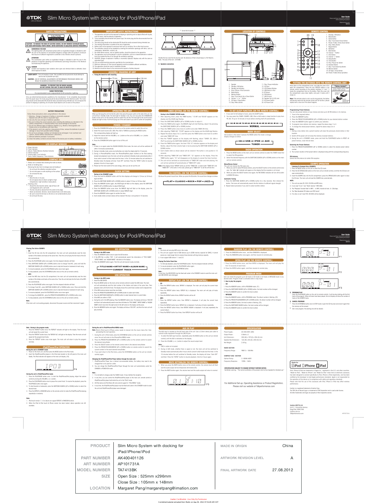 TDK TA7413 User Manual