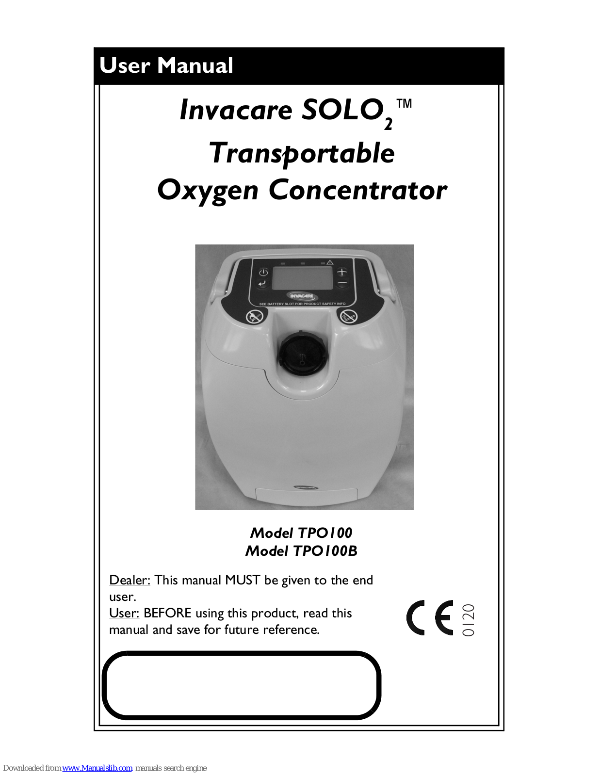 Invacare TPO110, Invacare SOLO2 TPO100, Invacare TPO100B User Manual