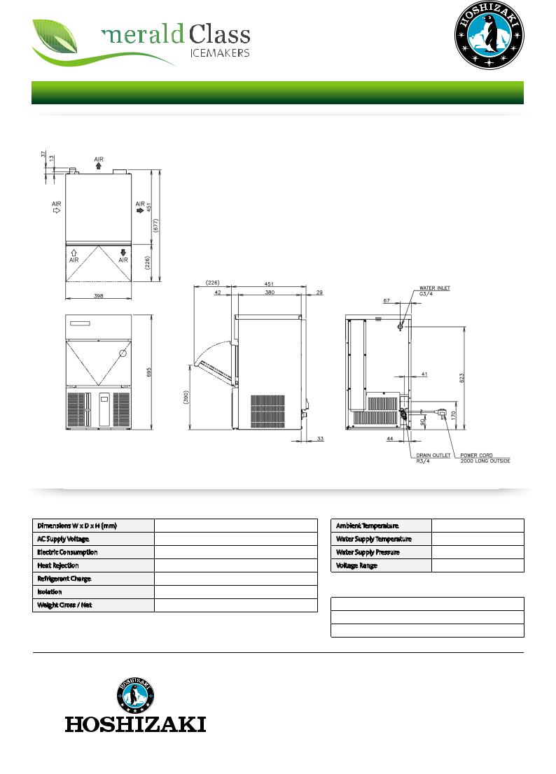 Hoshizaki IM-21CNE-HC Datasheet