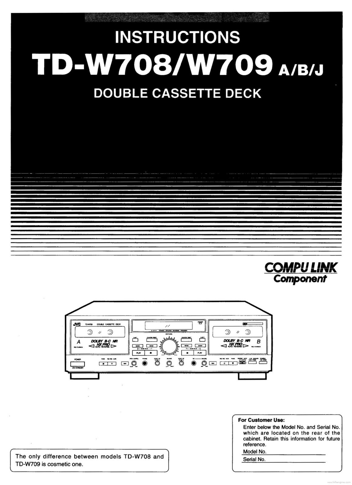 Jvc TD-W709, TD-W708 Owners Manual