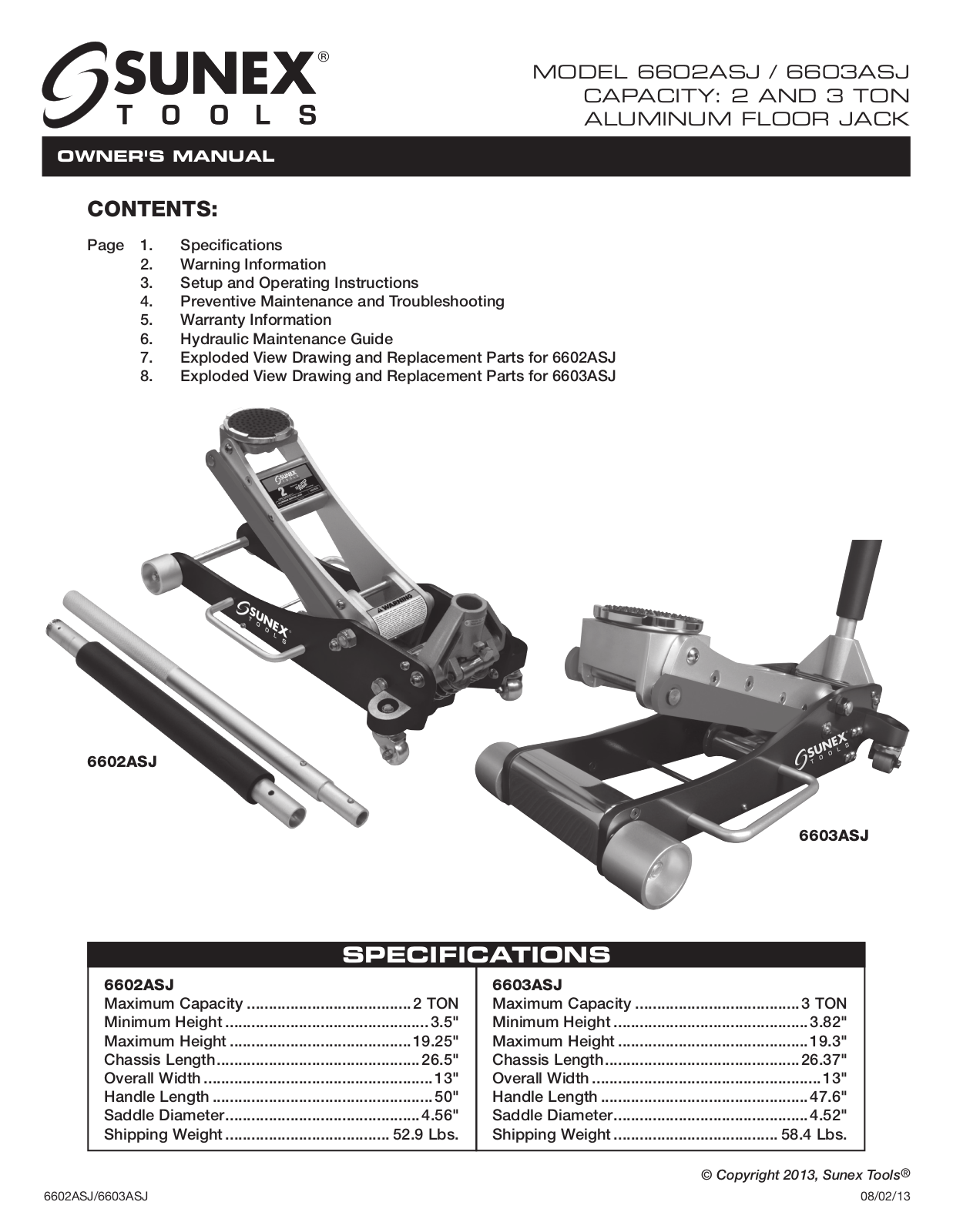 Sunex Tools 6602ASJ User Manual