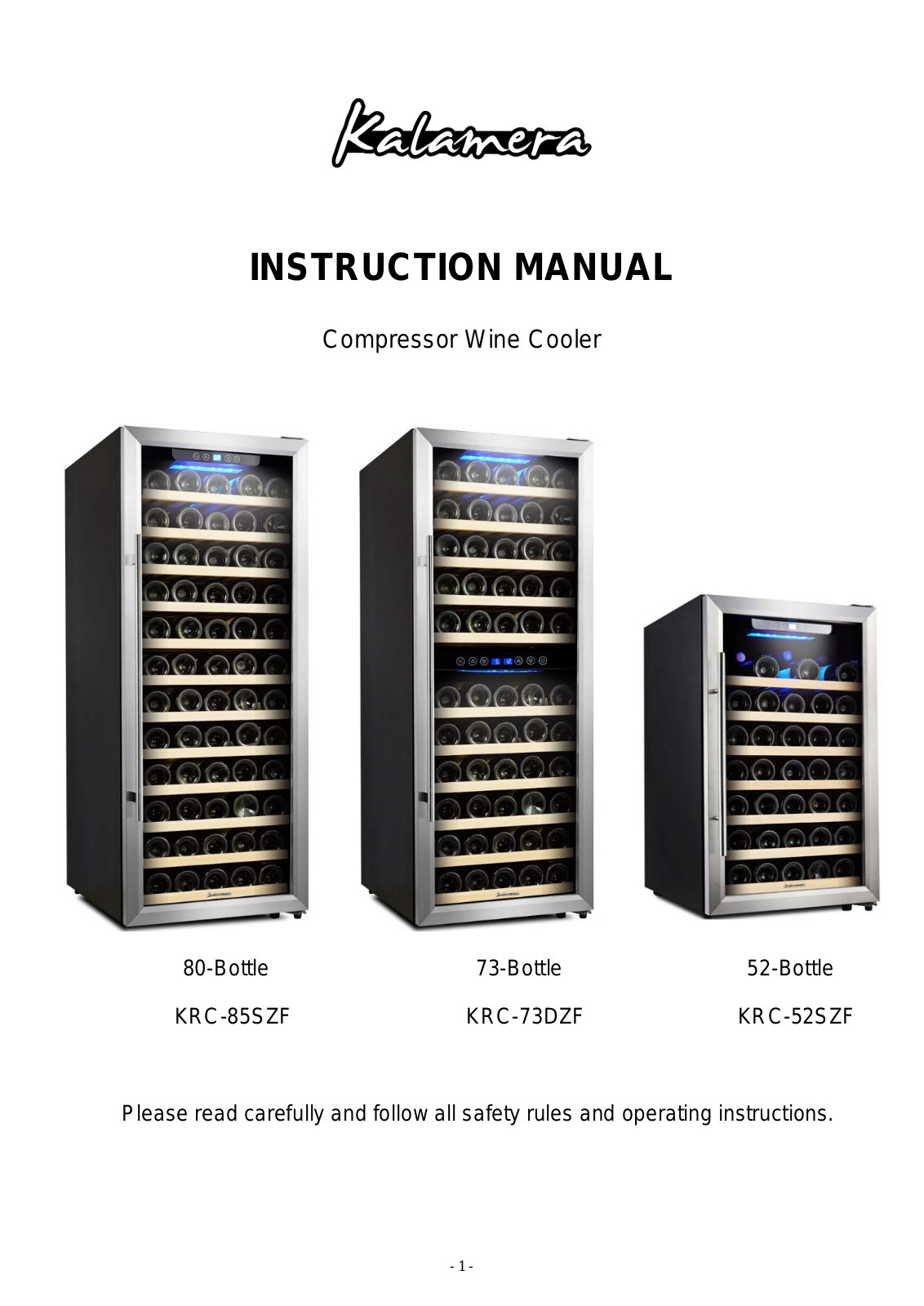 Kalamera KRC-73DZF, KRC-85SZF, KRC-52SZF User Manual