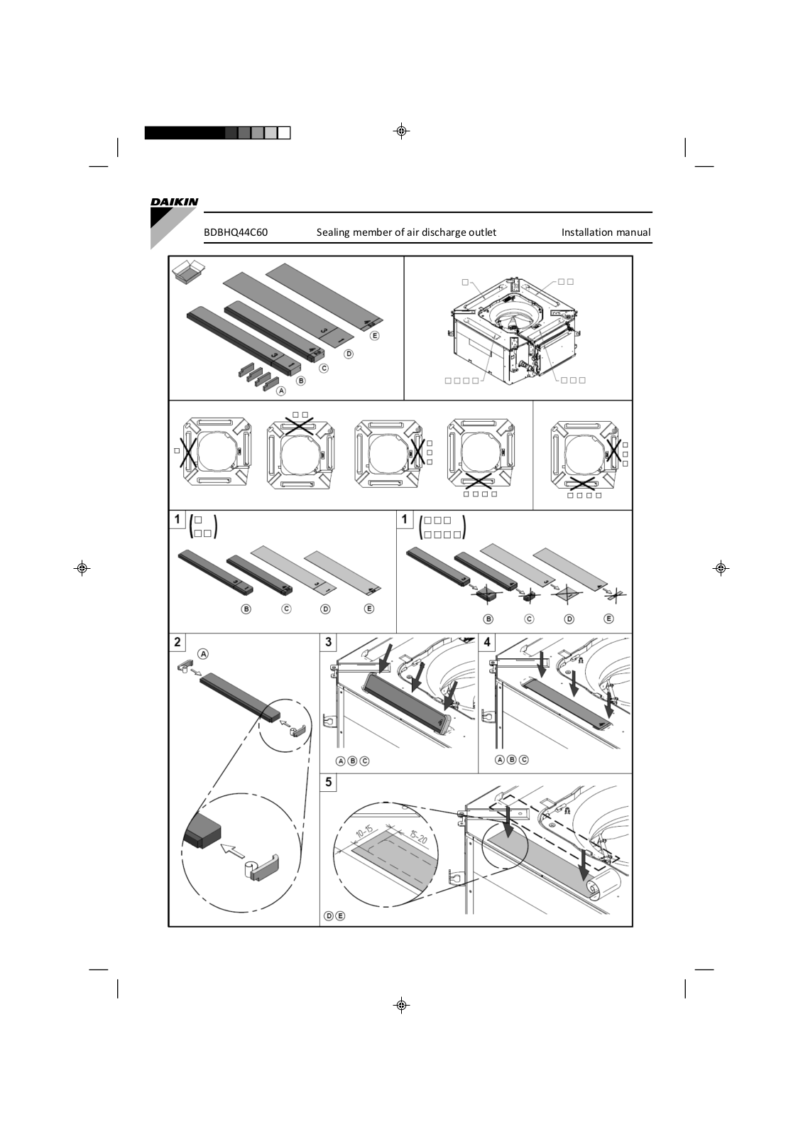 Daikin BDBHQ44C60 Installation manuals