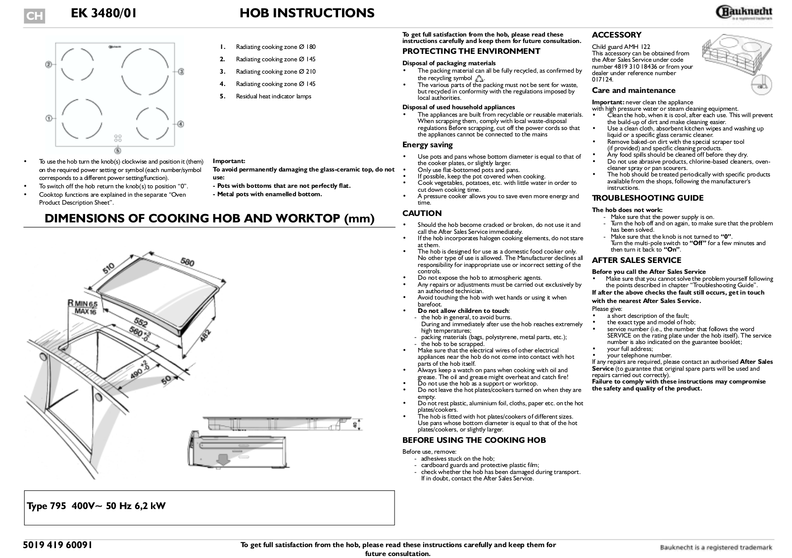 Whirlpool EK 3480 IN-1 INSTRUCTION FOR USE