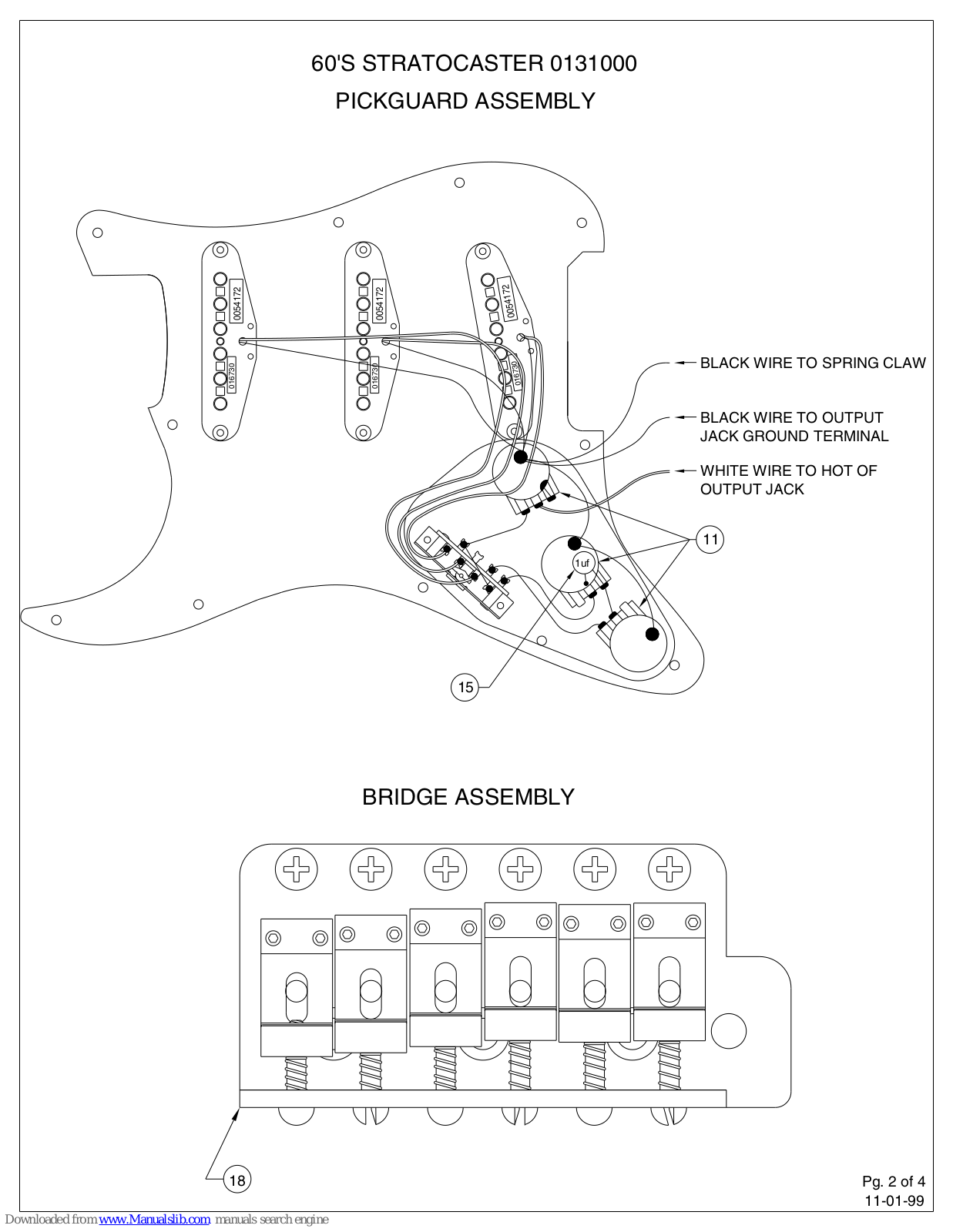 Fender Classic Series 60s Stratocaster, Stratocaster, 60'S STRATOCASTER 0131000 Assembly