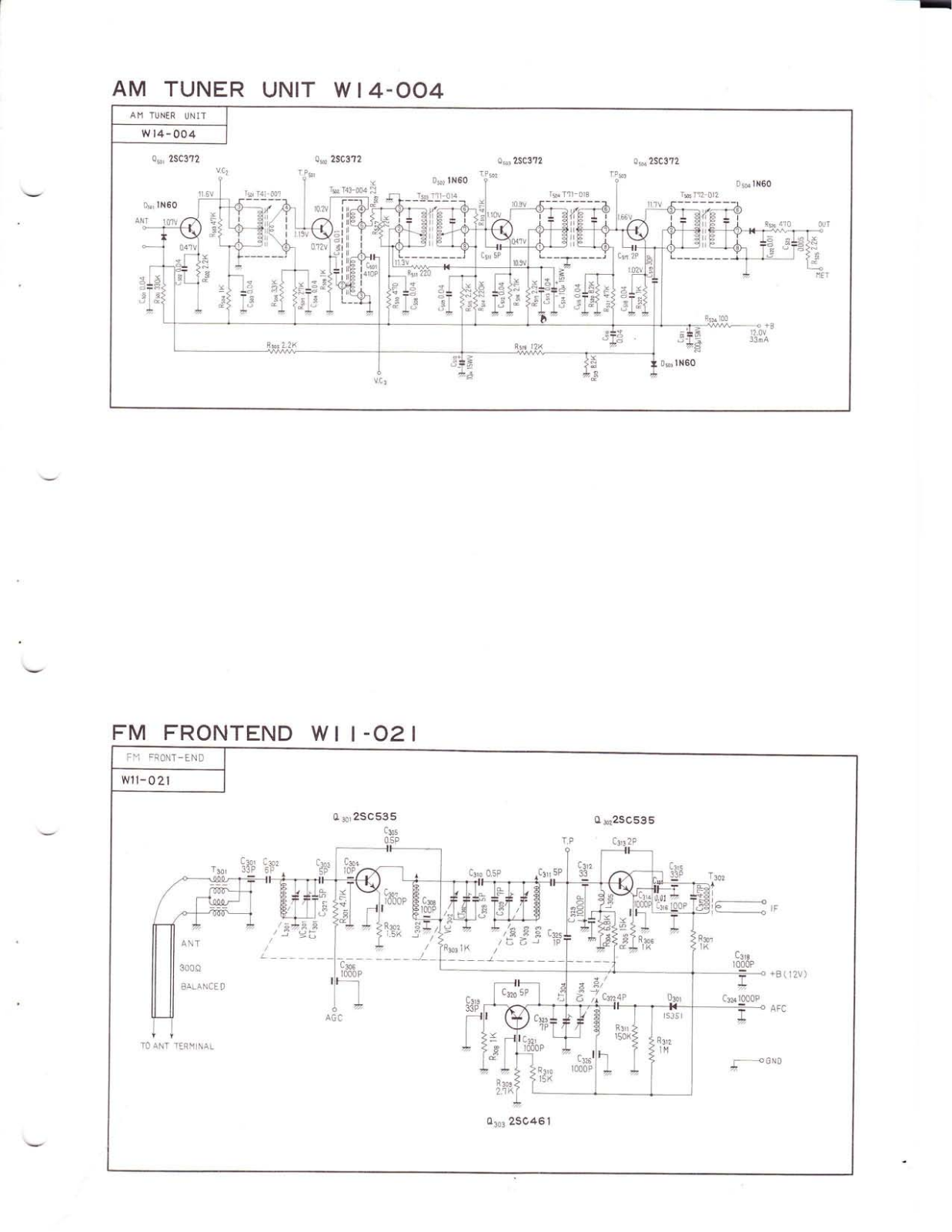 Pioneer W14-004, W11-021 Schematic