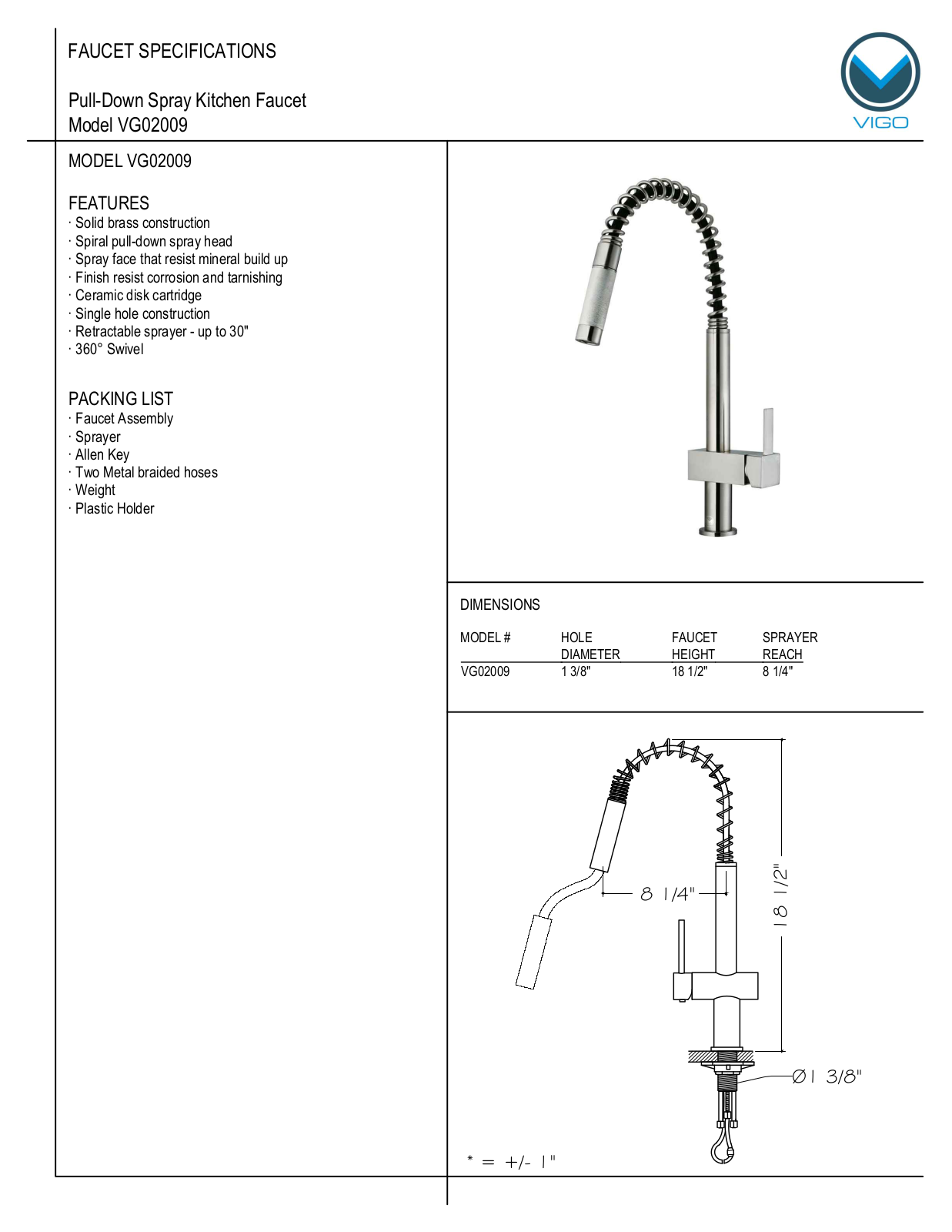 Vigo VG02009 User Manual