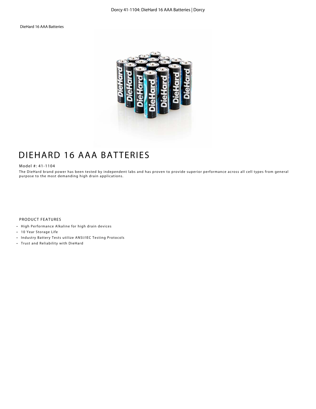 DieHard 41-1104 Data Sheet - ManualMachine.com