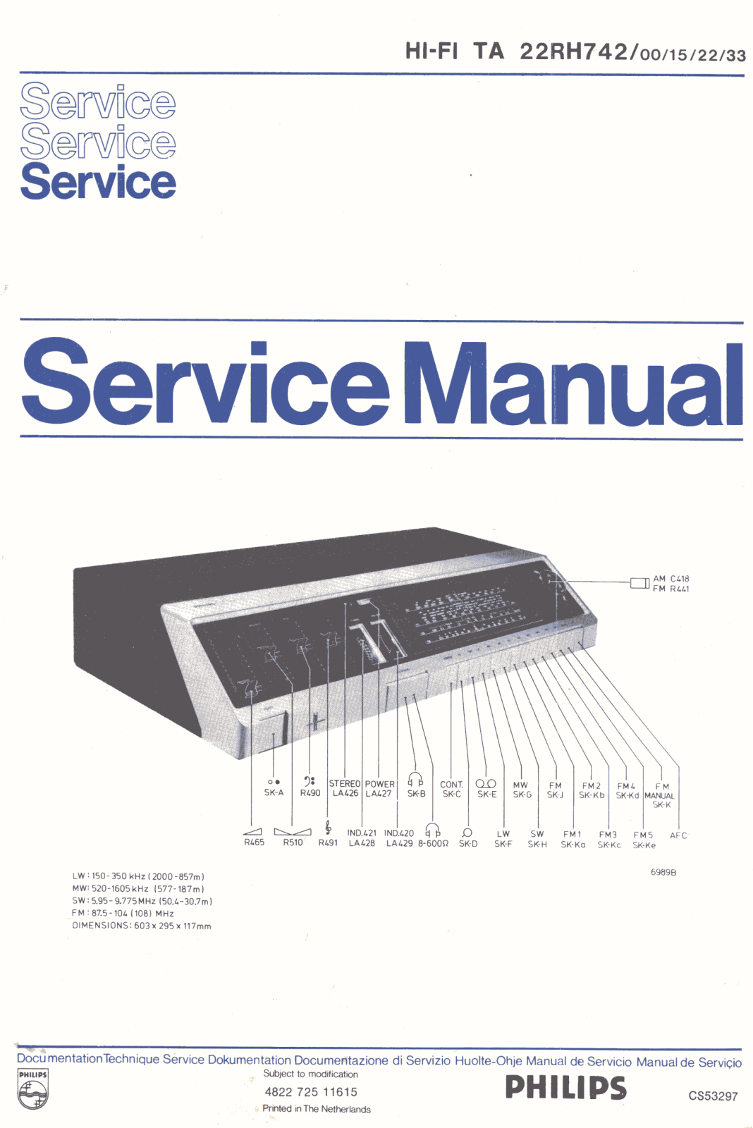 Philips 22-RH-742 Service Manual