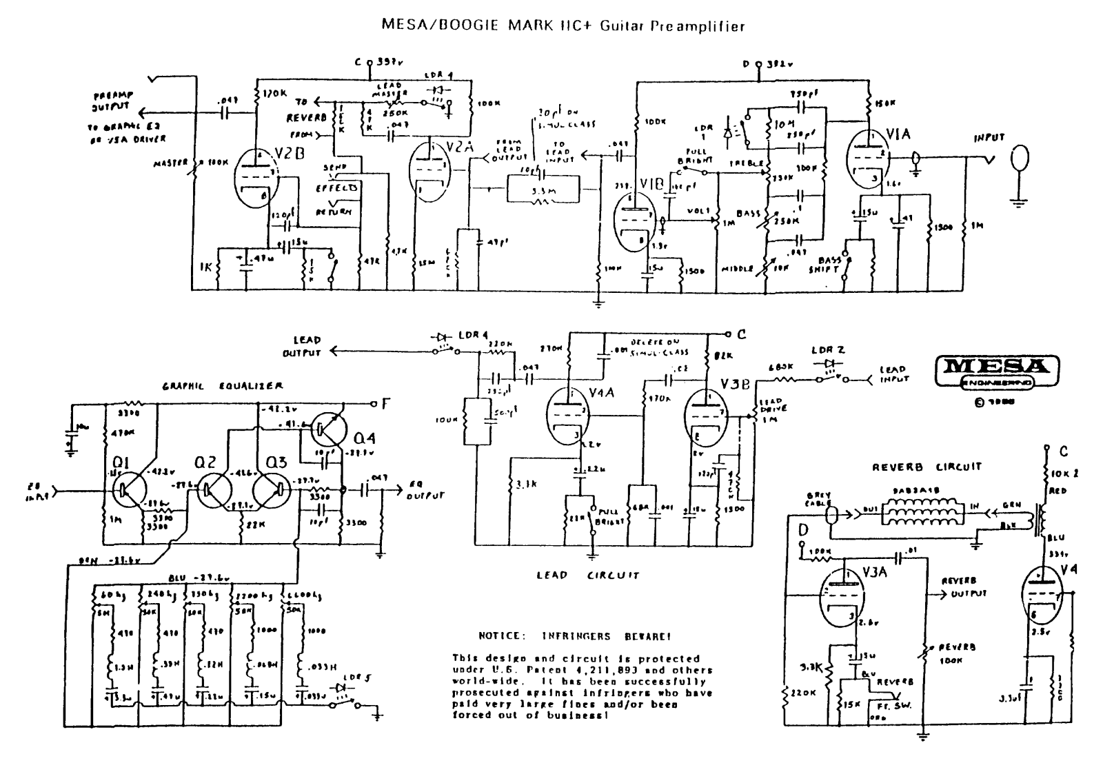 Mesa Boogie mkiic plus schematic