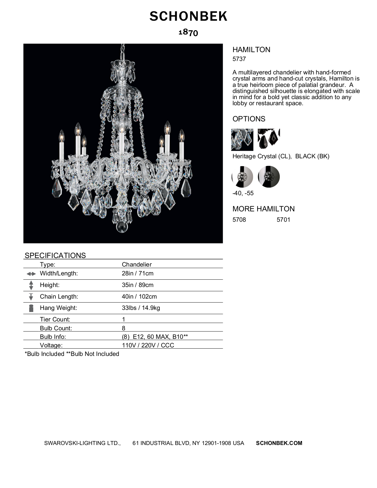Schonbek SOC1884 Specifications - ManualMachine.com