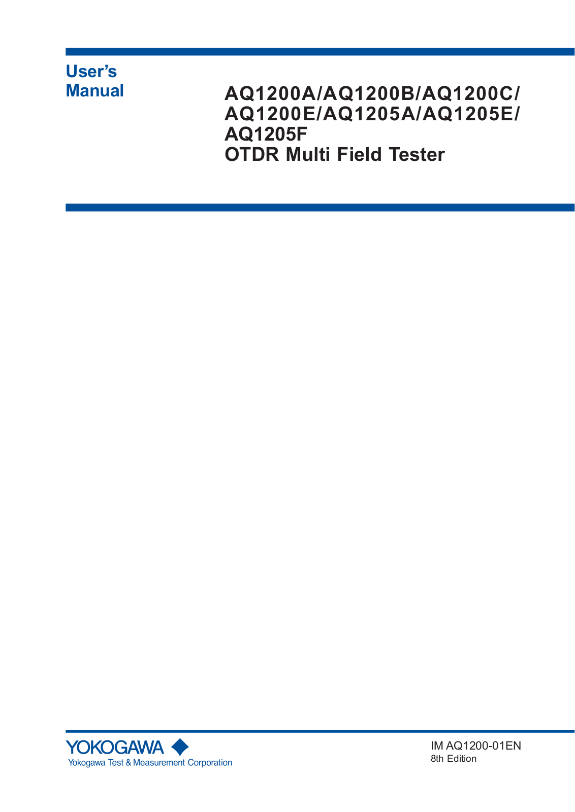 YOKOGAWA AQ1200A, AQ1200C, AQ1200B, AQ1205E, AQ1205F User Manual