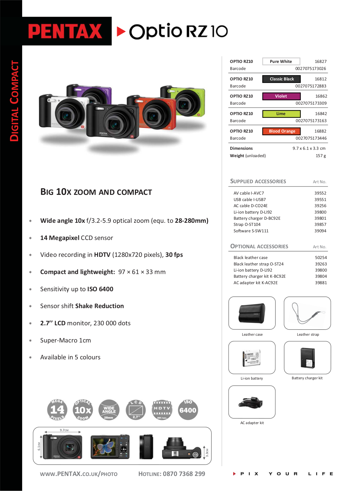 Pentax OPTIO RZ10 Brochure