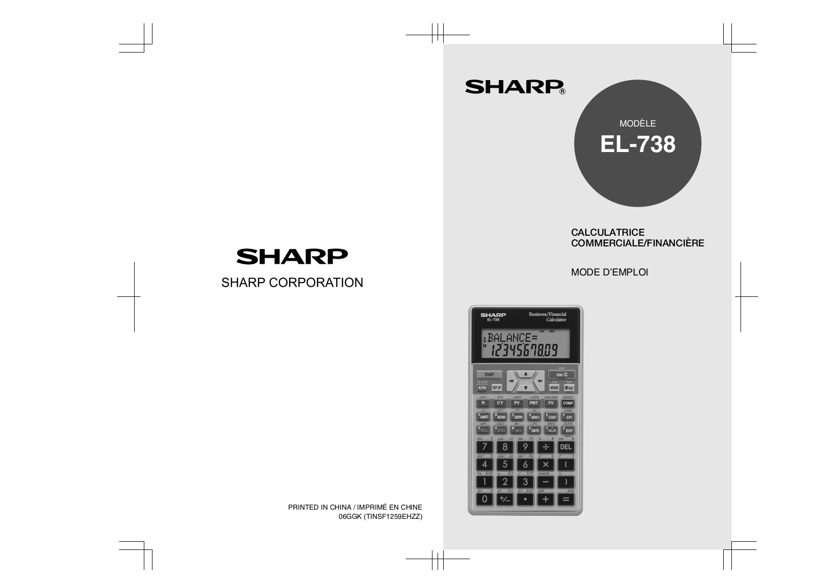 Sharp EL738 User Manual