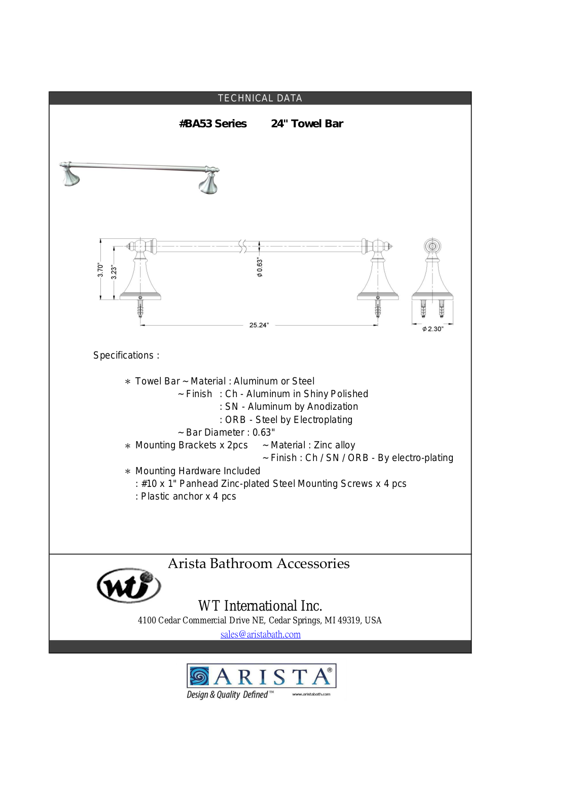 ARISTA WTIN1061 Specifications - ManualMachine.com