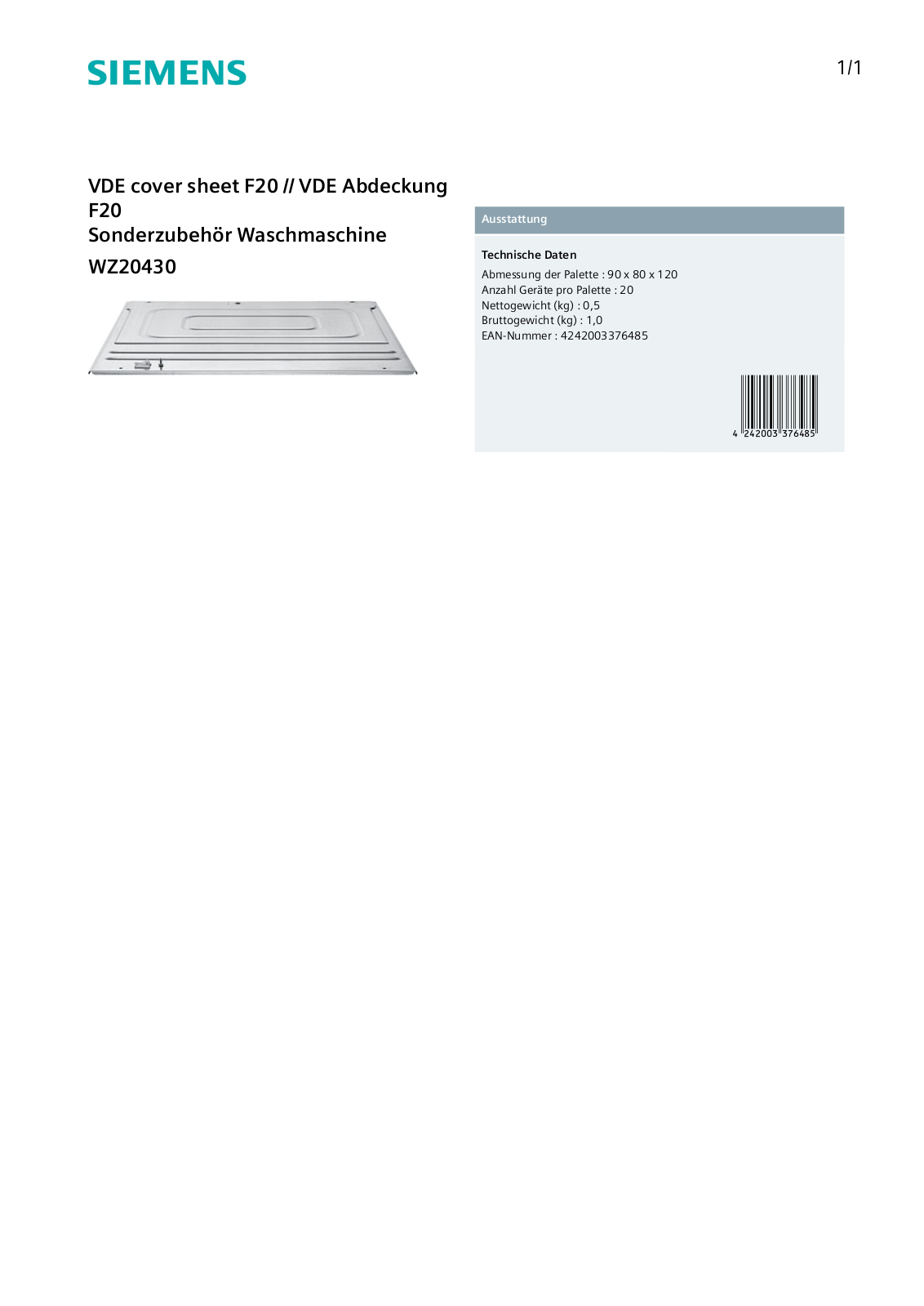 Siemens WZ20430 User Manual