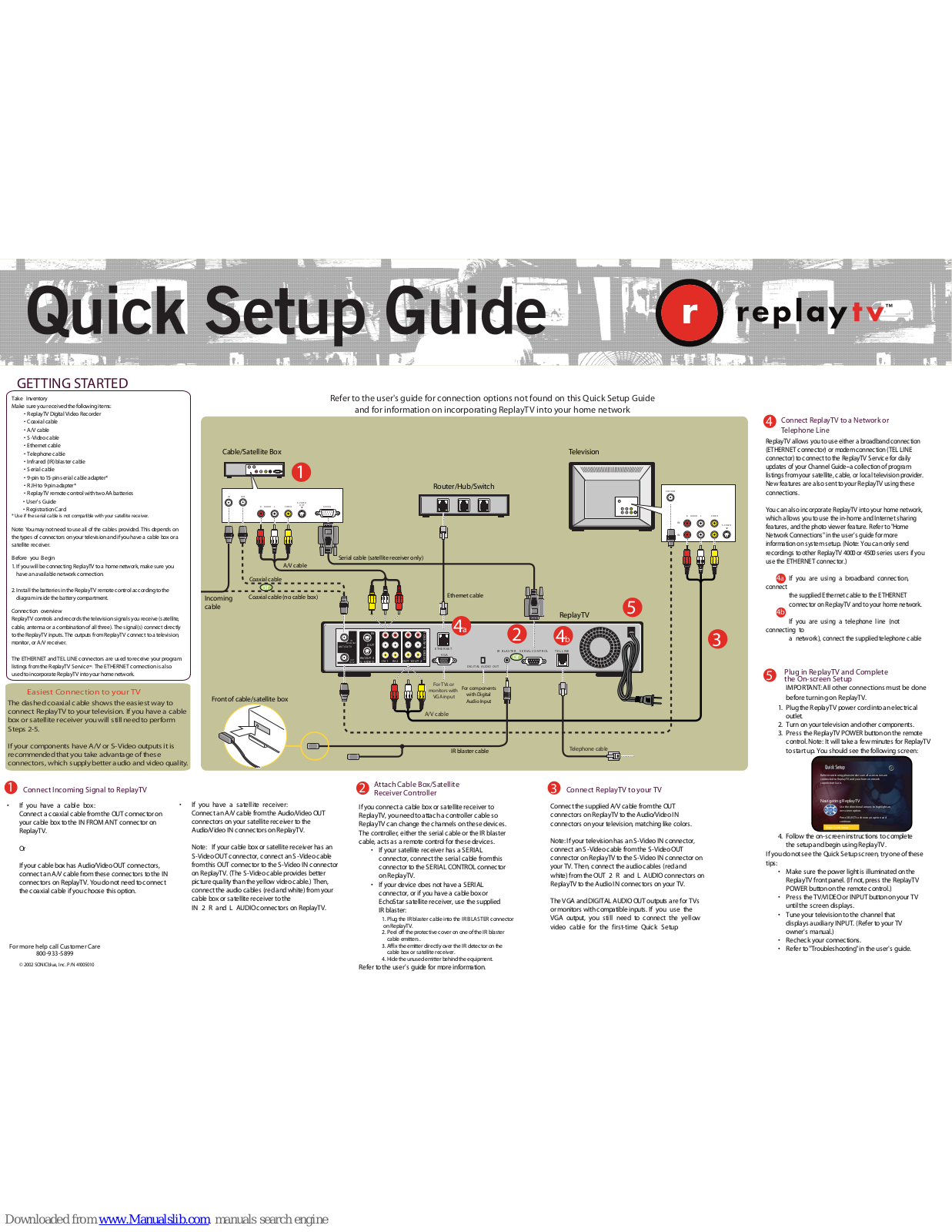 ReplayTV RTV4504, RTV4508, RTV4516, RTV4532 Quick Setup Manual