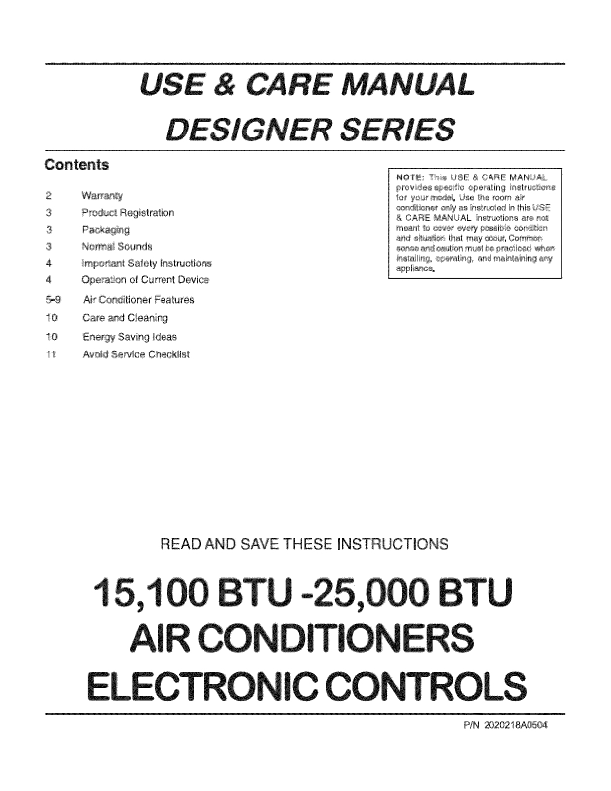 Frigidaire FAM187S2AB, FAM187S2AA, FAM157S1AB Owner’s Manual