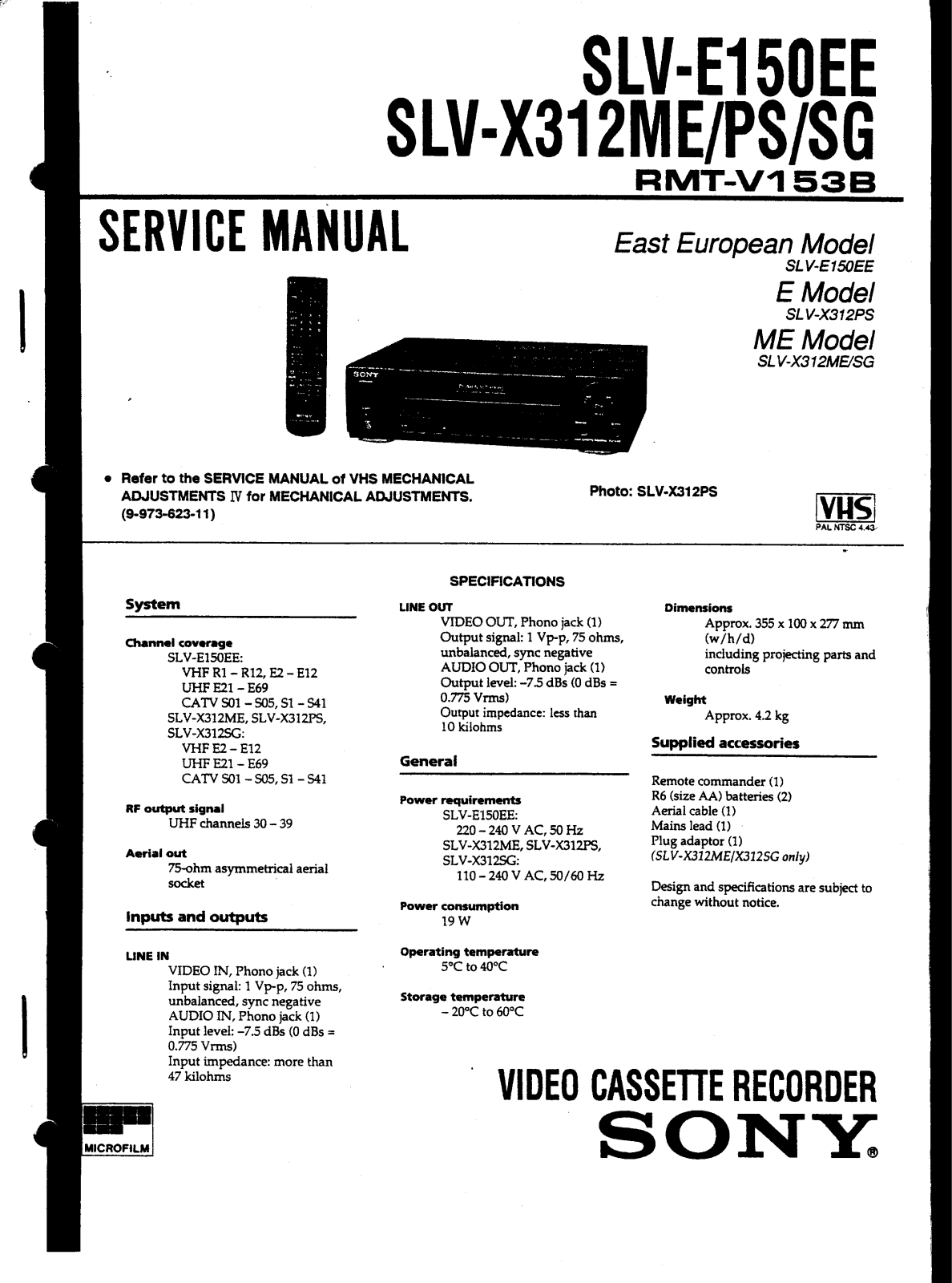 Sony SLVX-312-SG Service manual