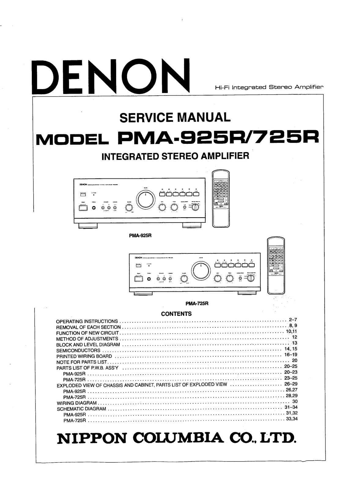 Denon PMA-725R Service Manual