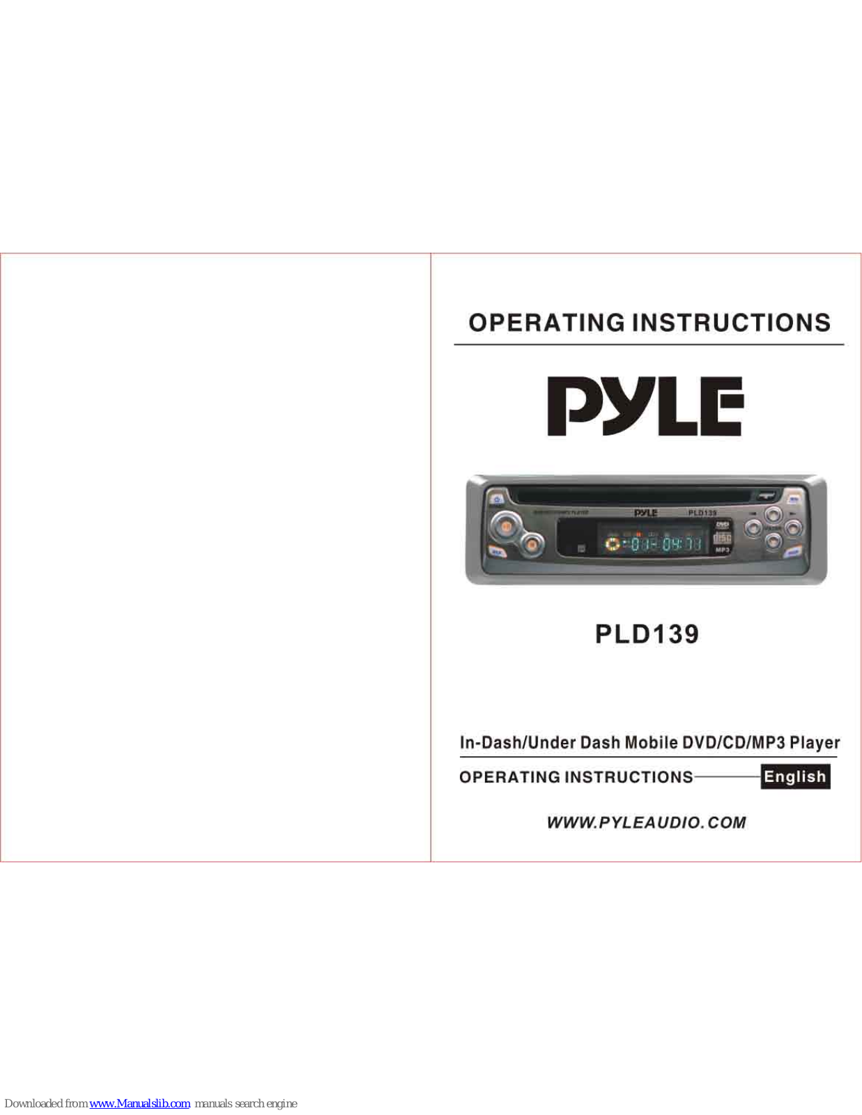 Pyle PLD139 Operating Instructions Manual - ManualMachine.com