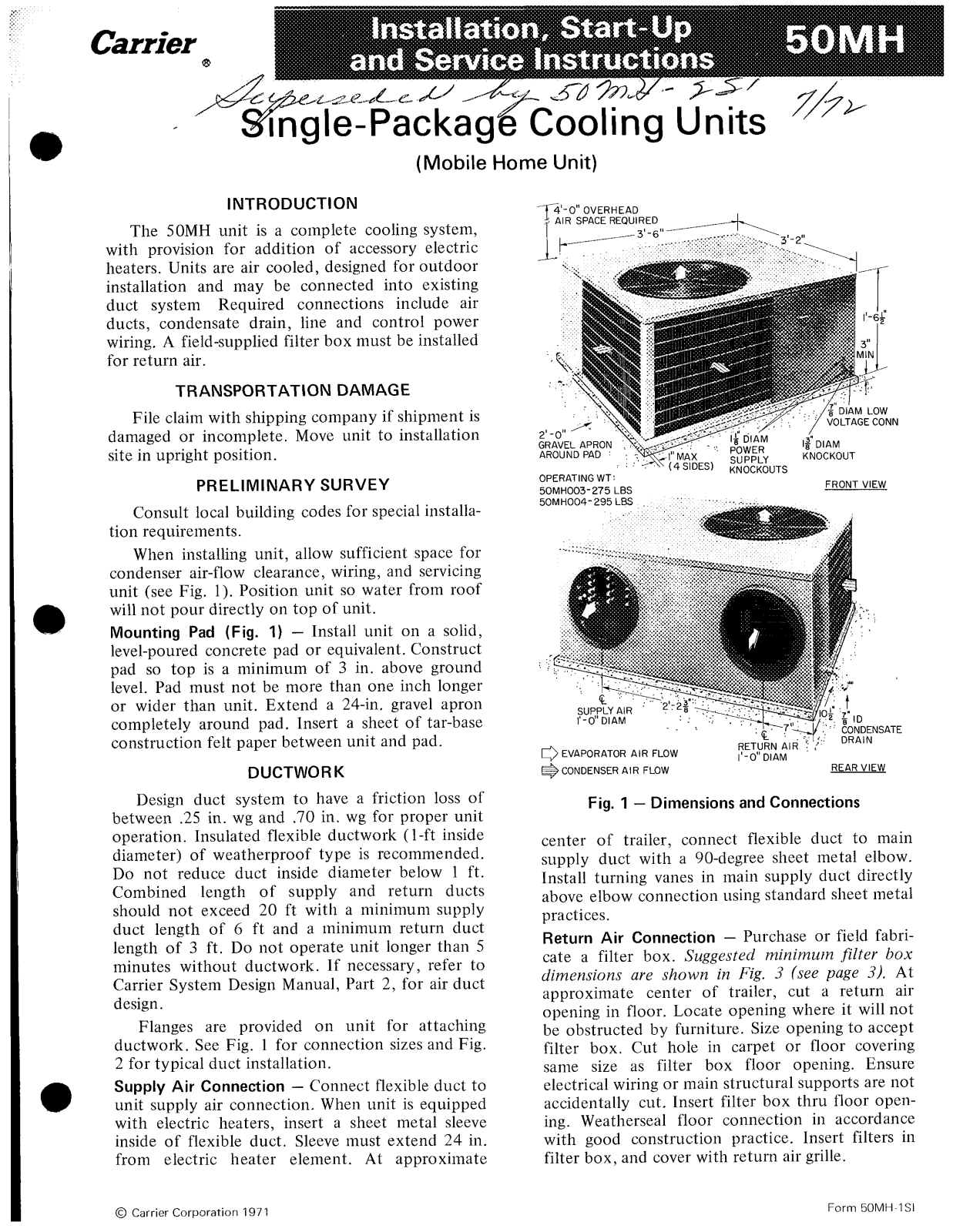 Carrier 50MH User Manual