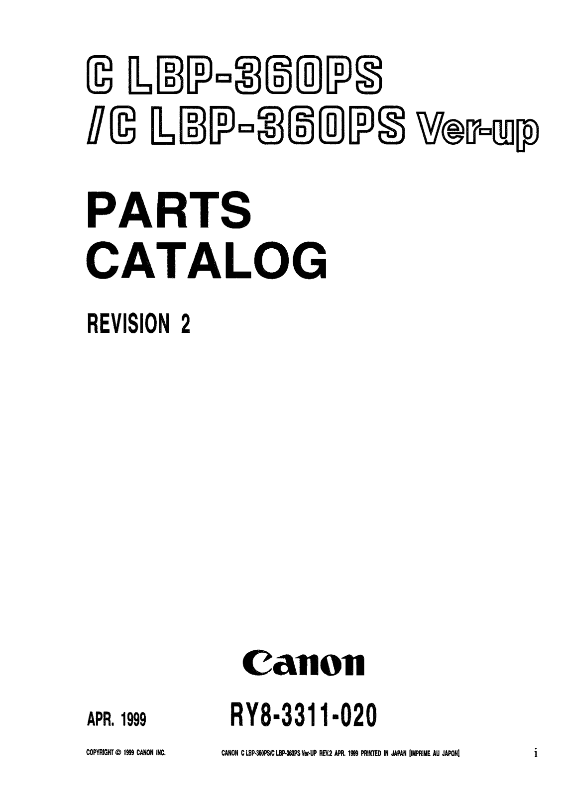 CANON CLBP360 PARTS CATALOG