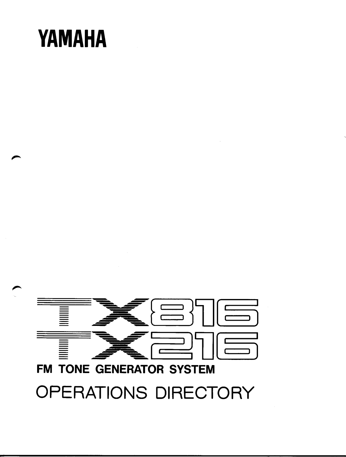 Yamaha TX216, TX816 Operations Directory