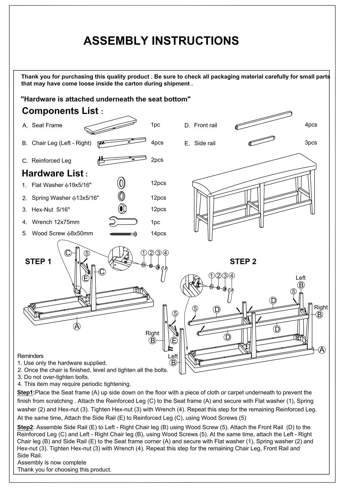 Steelside W005483372 Installation & Assembly - ManualMachine.com