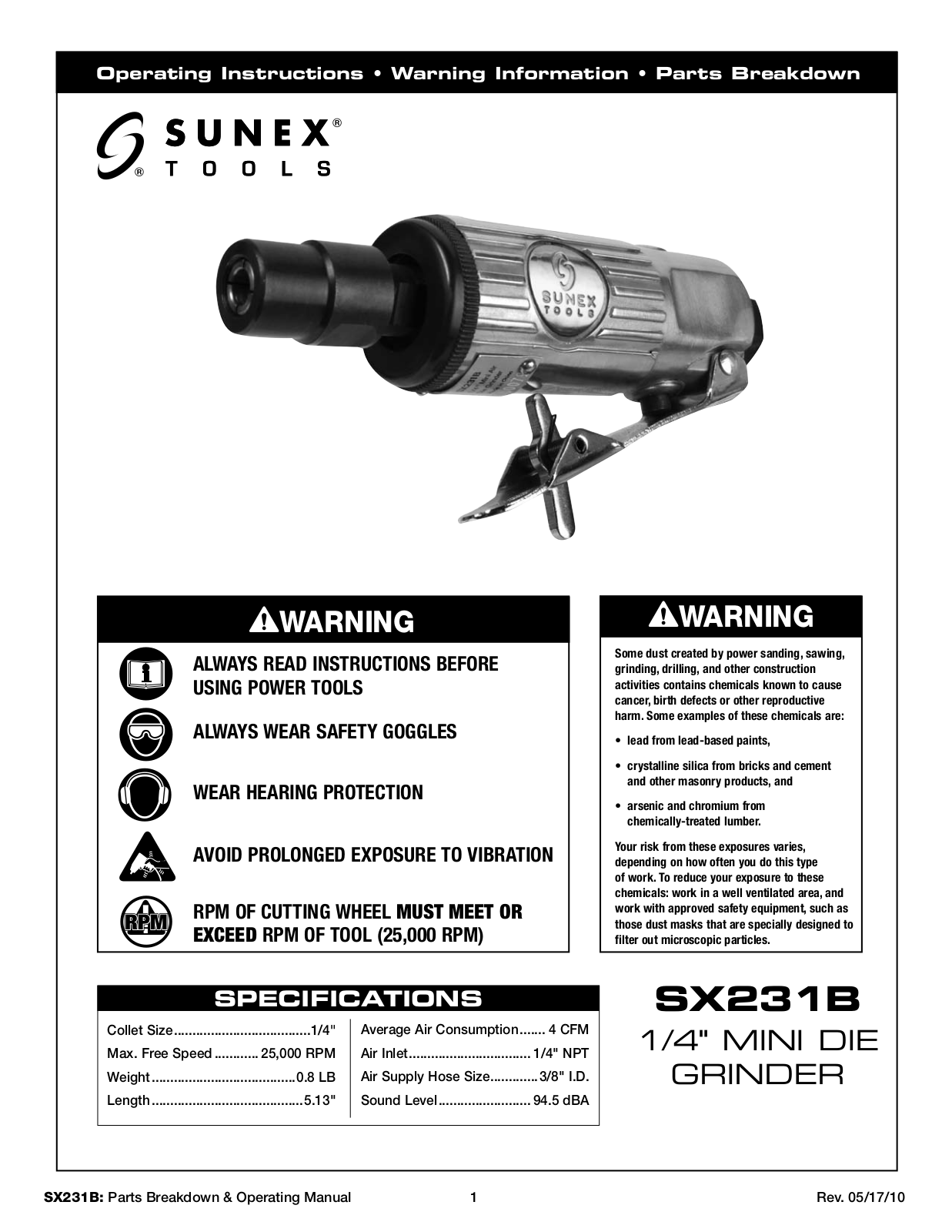 Sunex Tools SX231B User Manual