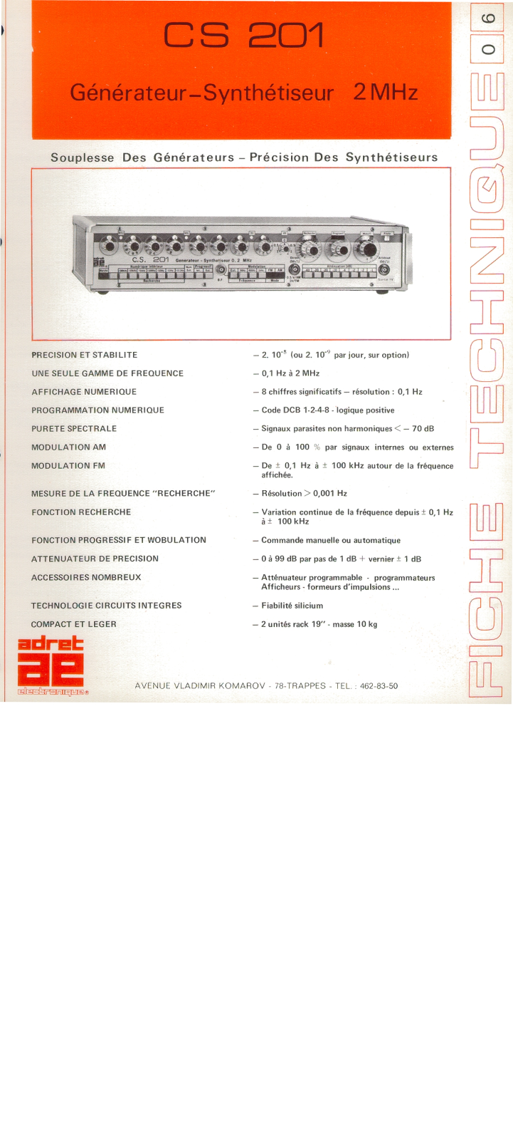 Adret Electronique CS 201 Datasheet