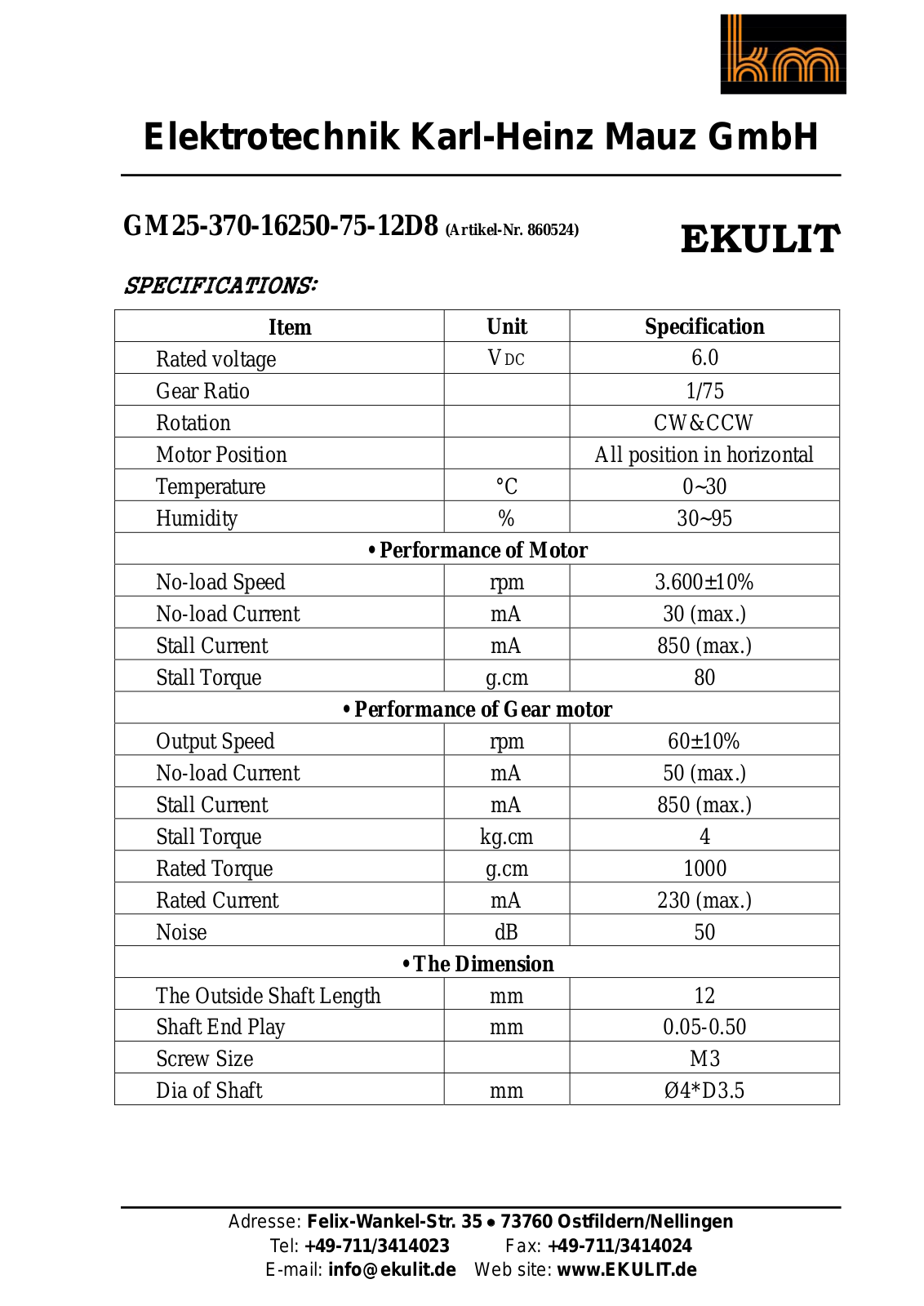 EKULIT GM71,1 6V Datasheet - ManualMachine.com