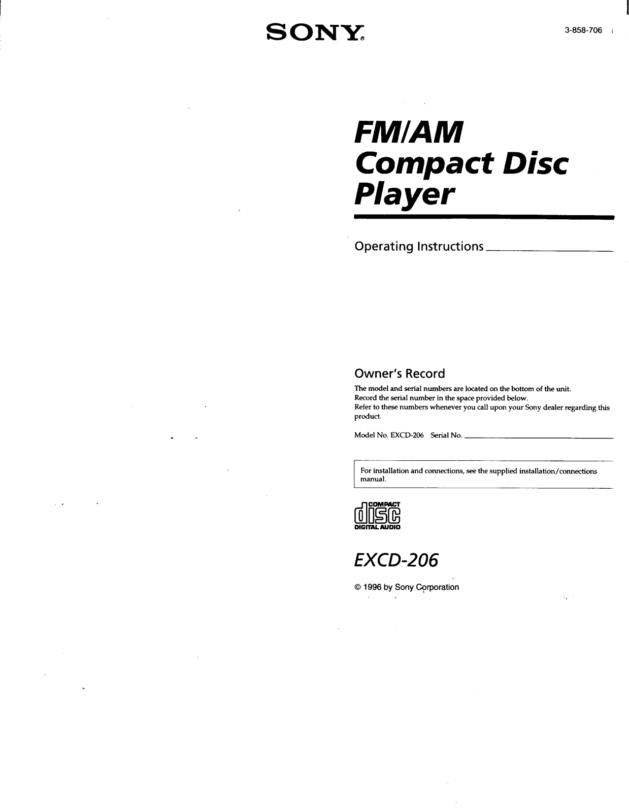 Sony EXCD206 Operating Manual