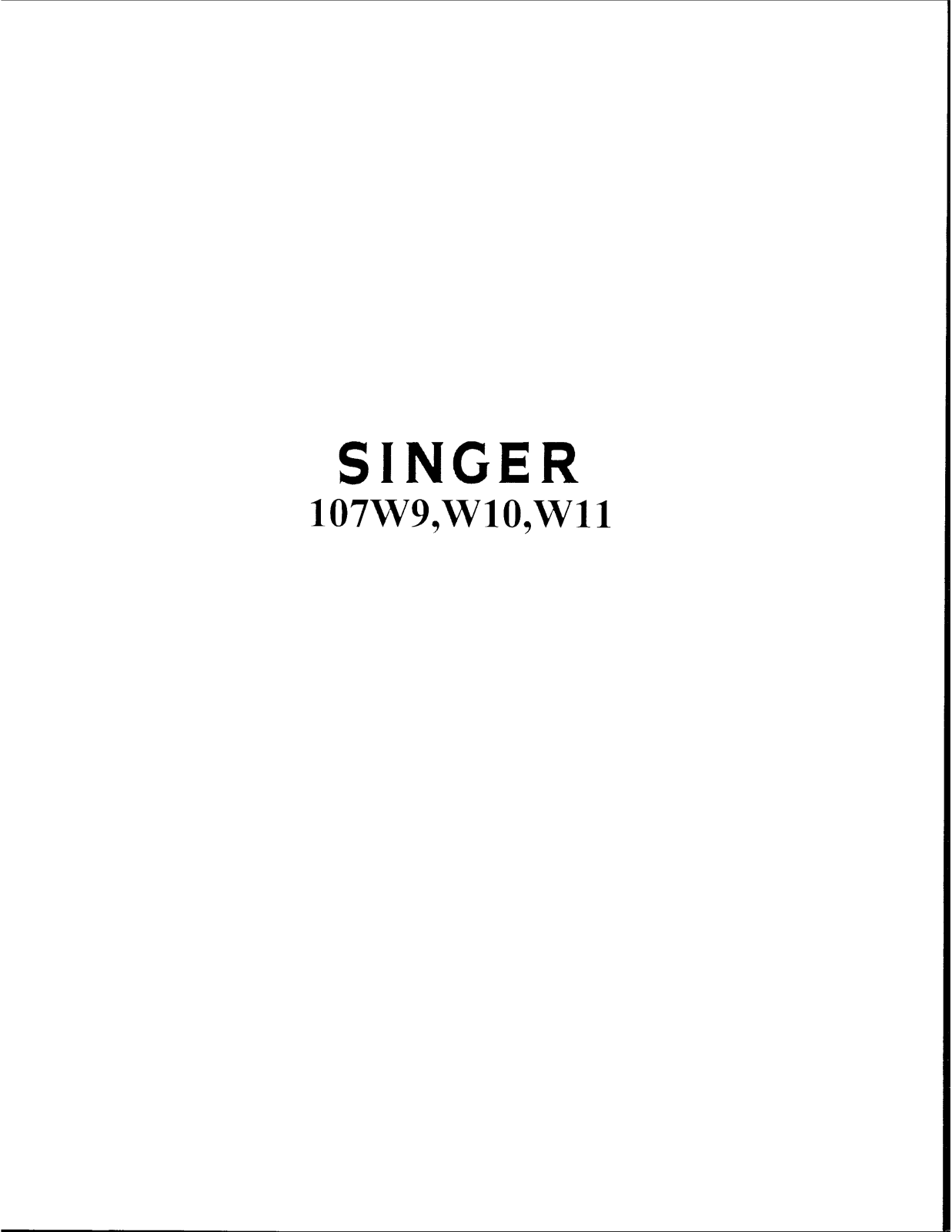 Singer 107W9, 107W10, 107W11 Parts List