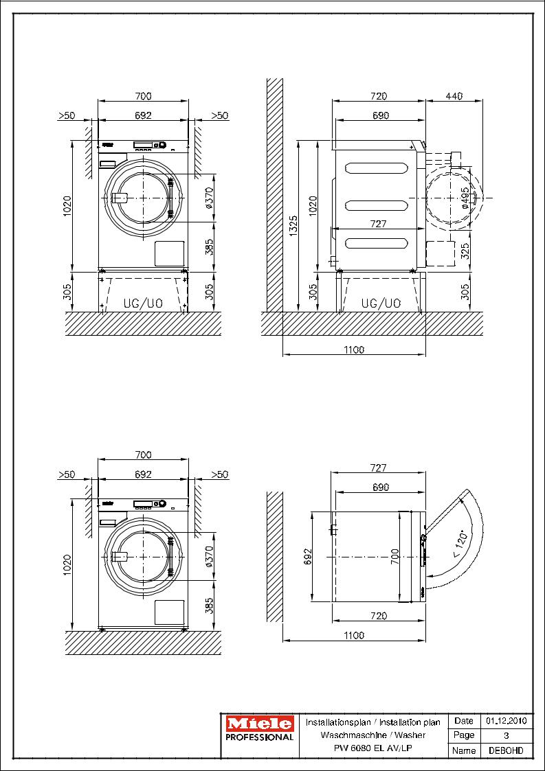 Miele PW 6080 EL AV, PW 6080 EL LP Installation diagram